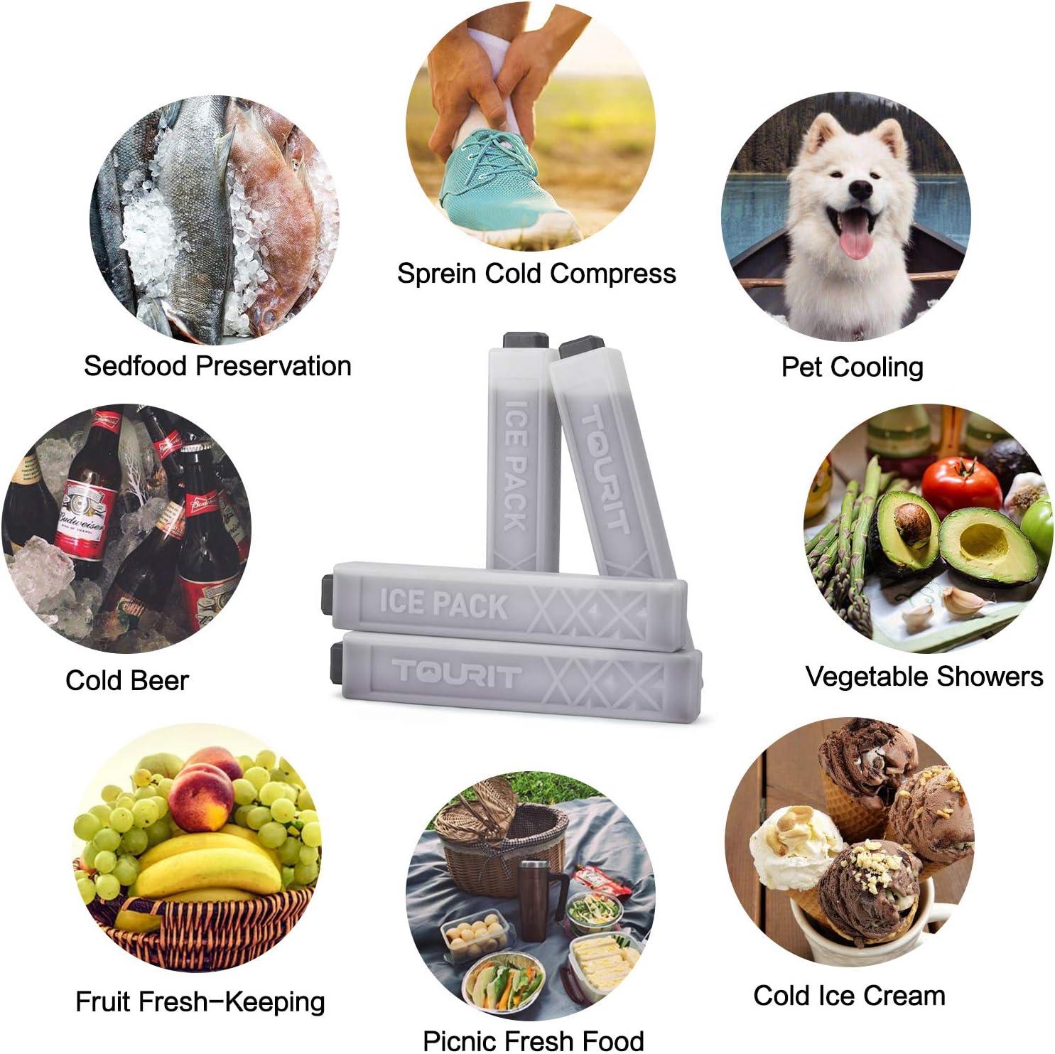 imageTOURIT Ice Packs for Coolers Reusable Long Lasting Freezer Packs for Lunch BagsBoxes Cooler BackpackGray