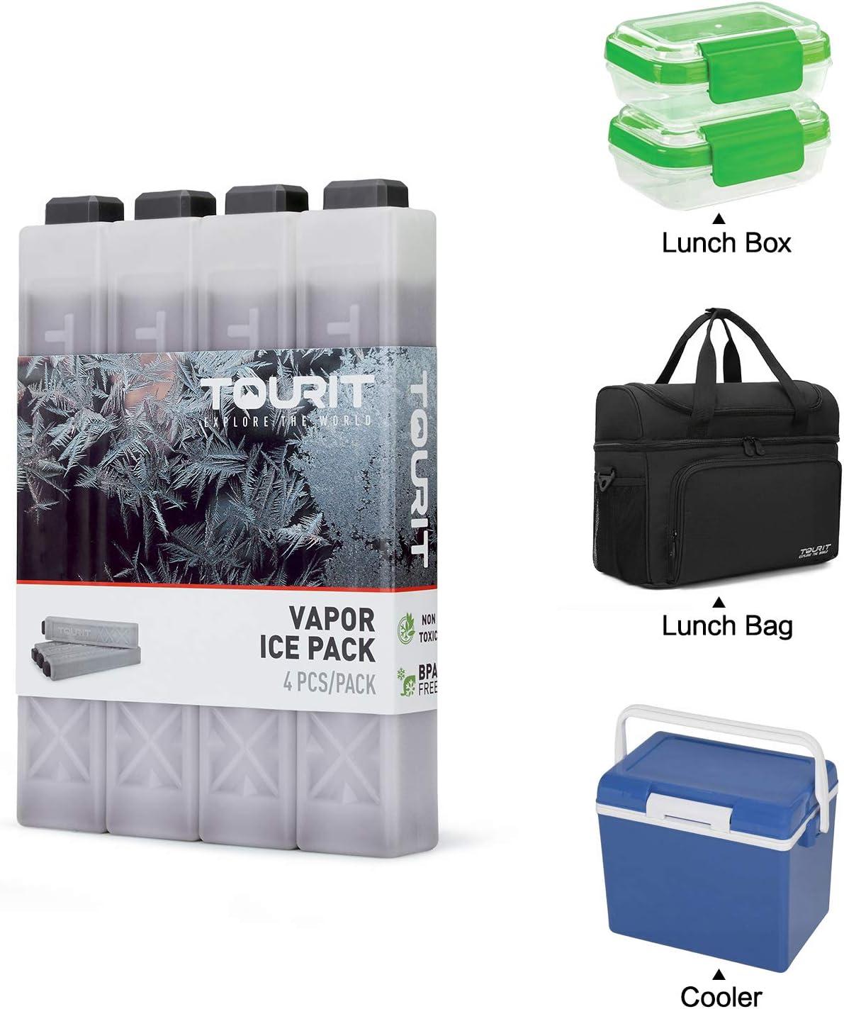 imageTOURIT Ice Packs for Coolers Reusable Long Lasting Freezer Packs for Lunch BagsBoxes Cooler BackpackGray