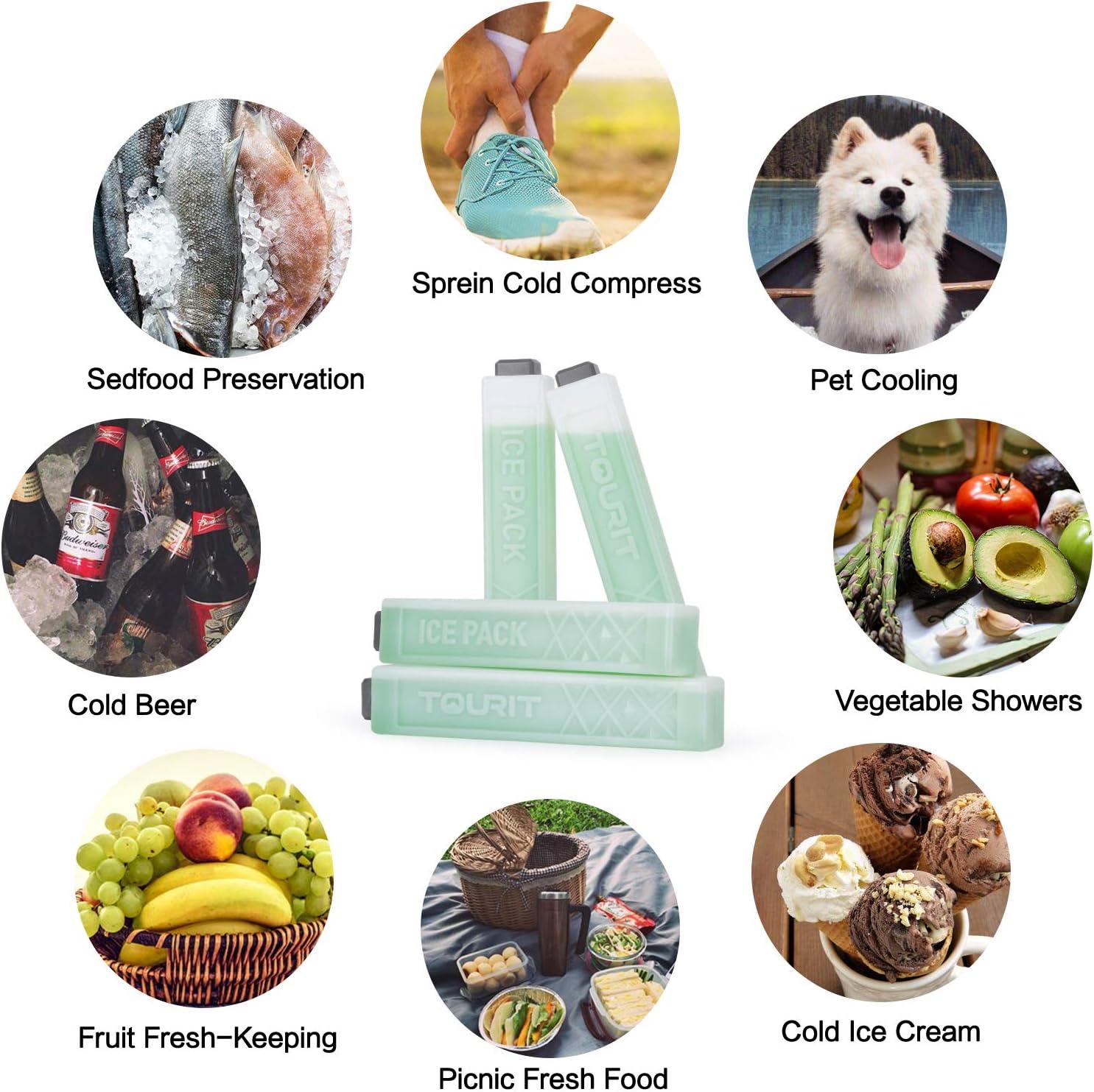 imageTOURIT Ice Packs for Coolers Reusable Long Lasting Freezer Packs for Lunch BagsBoxes Cooler BackpackGreen