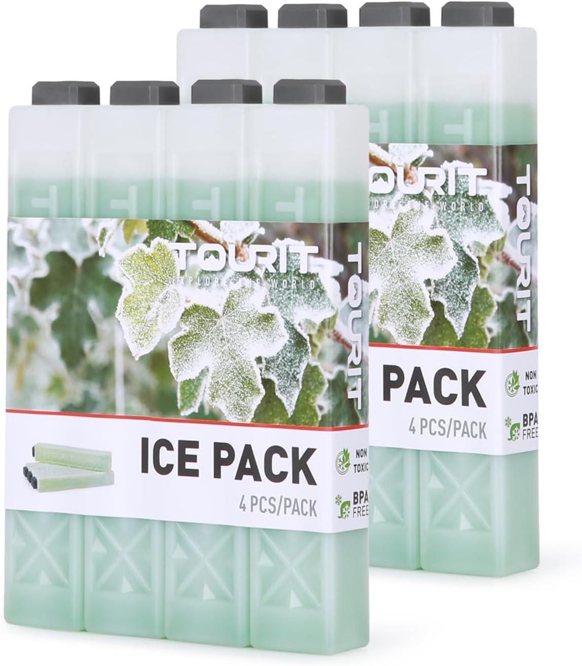imageTOURIT Ice Packs for Coolers Reusable Long Lasting Freezer Packs for Lunch BagsBoxes Cooler BackpackGreen