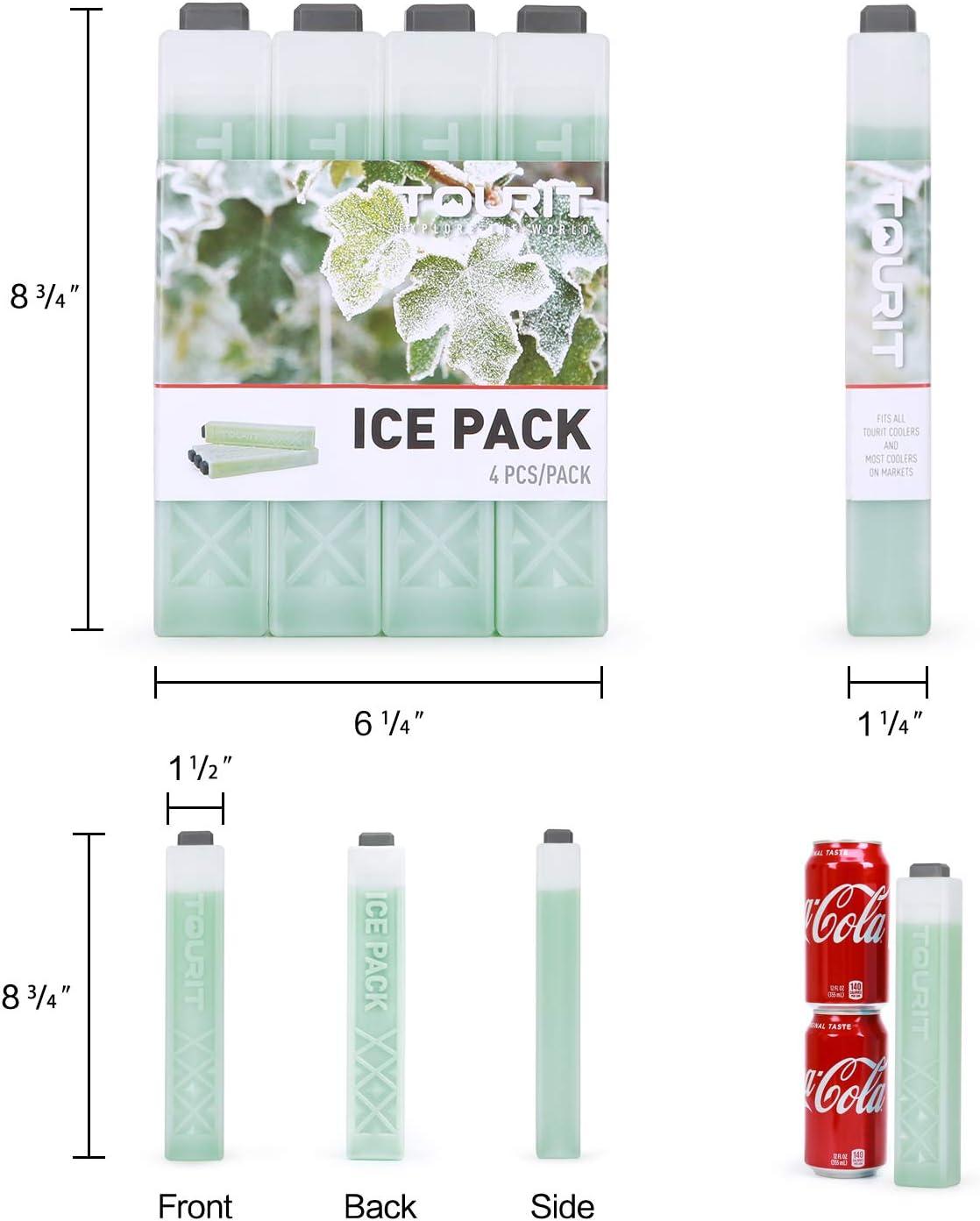 imageTOURIT Ice Packs for Coolers Reusable Long Lasting Freezer Packs for Lunch BagsBoxes Cooler BackpackGreen