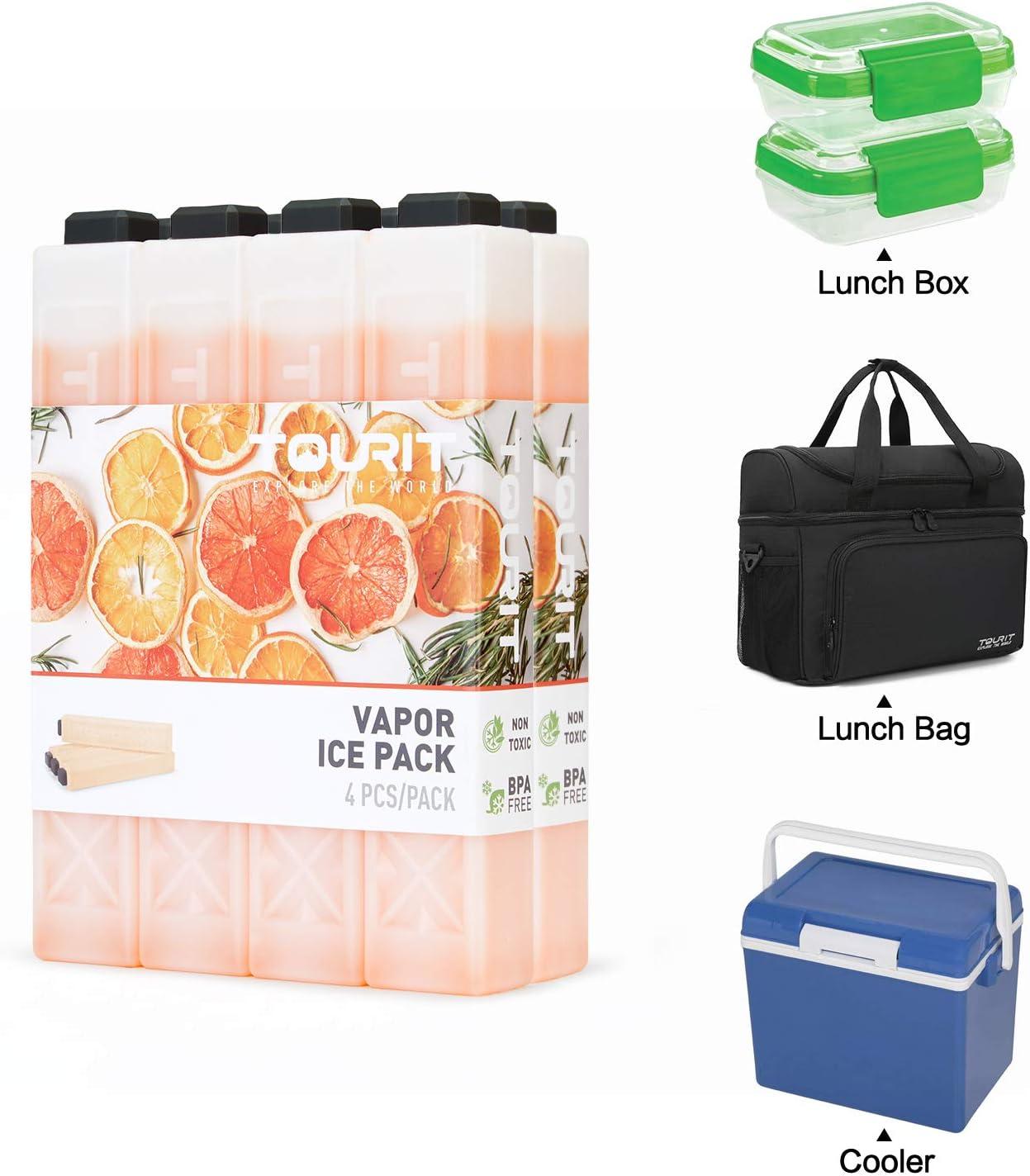 imageTOURIT Ice Packs for Coolers Reusable Long Lasting Freezer Packs for Lunch BagsBoxes Cooler BackpackLime