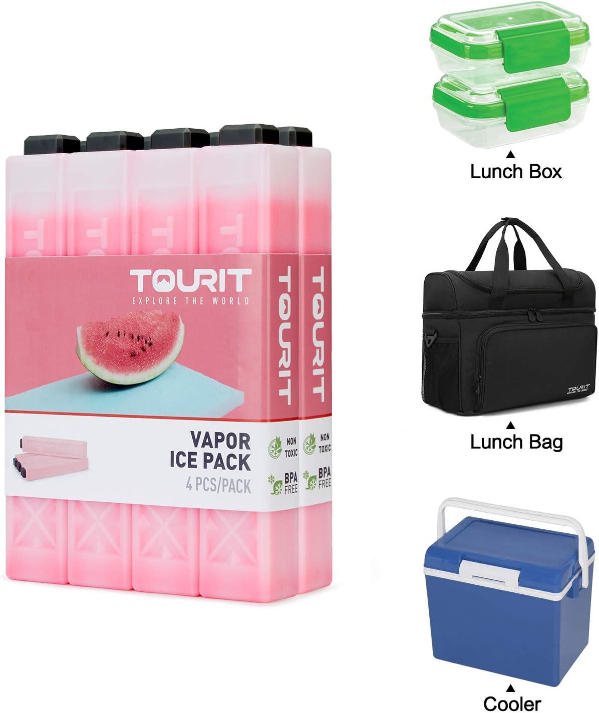 imageTOURIT Ice Packs for Coolers Reusable Long Lasting Freezer Packs for Lunch BagsBoxes Cooler BackpackRed