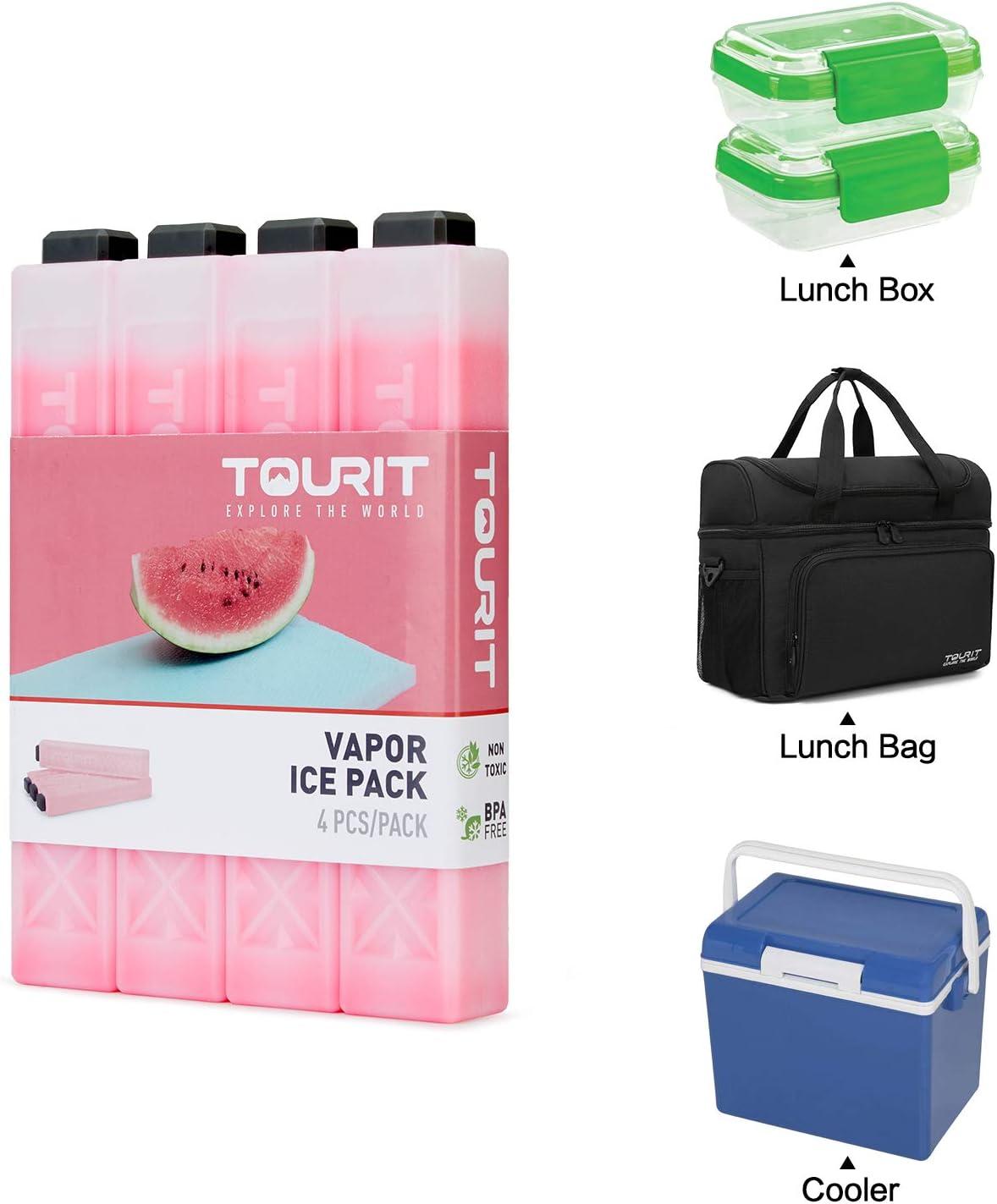 imageTOURIT Ice Packs for Coolers Reusable Long Lasting Freezer Packs for Lunch BagsBoxes Cooler BackpackRed