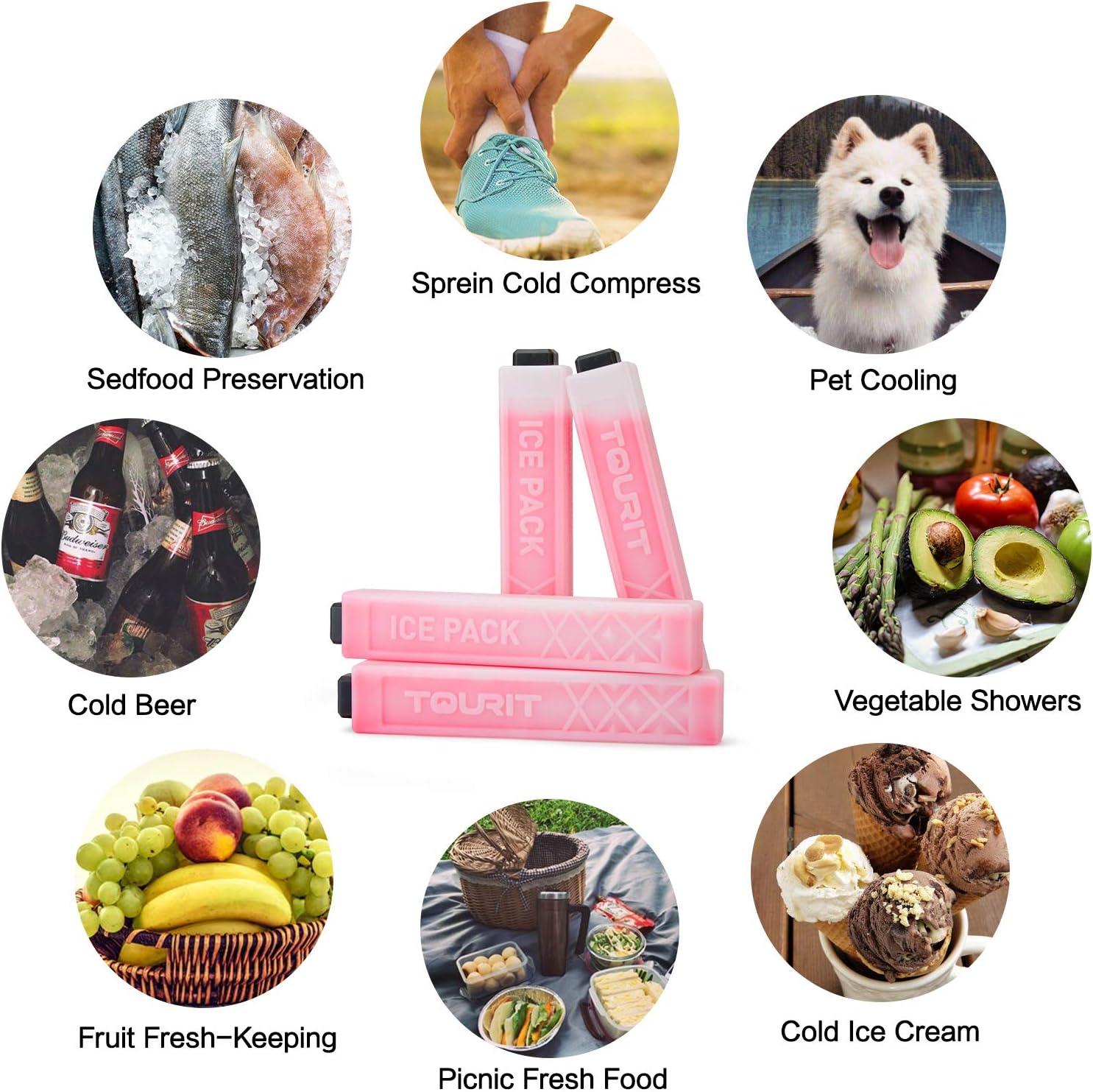 imageTOURIT Ice Packs for Coolers Reusable Long Lasting Freezer Packs for Lunch BagsBoxes Cooler BackpackRed