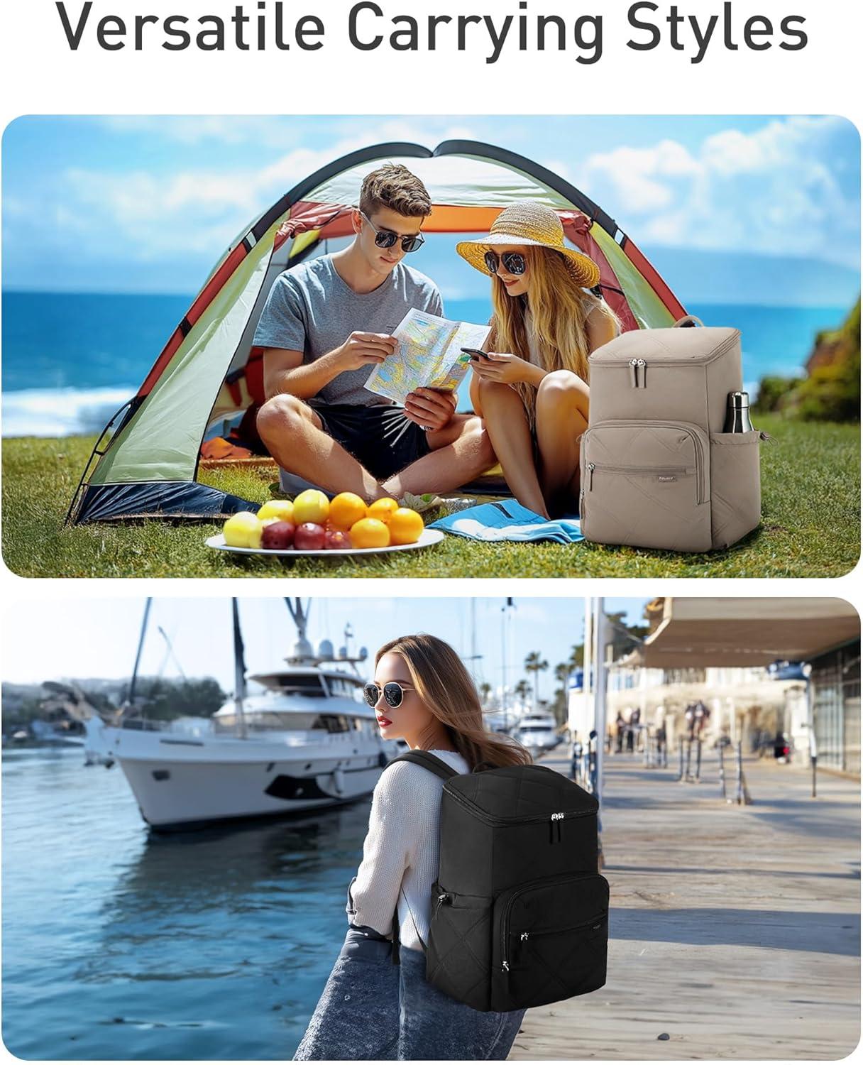 imageTOURIT Insulated Backpack Cooler 30 Cans Waterproof Leakproof Soft Cooler Bag Beach Travel Picnic CampingPink