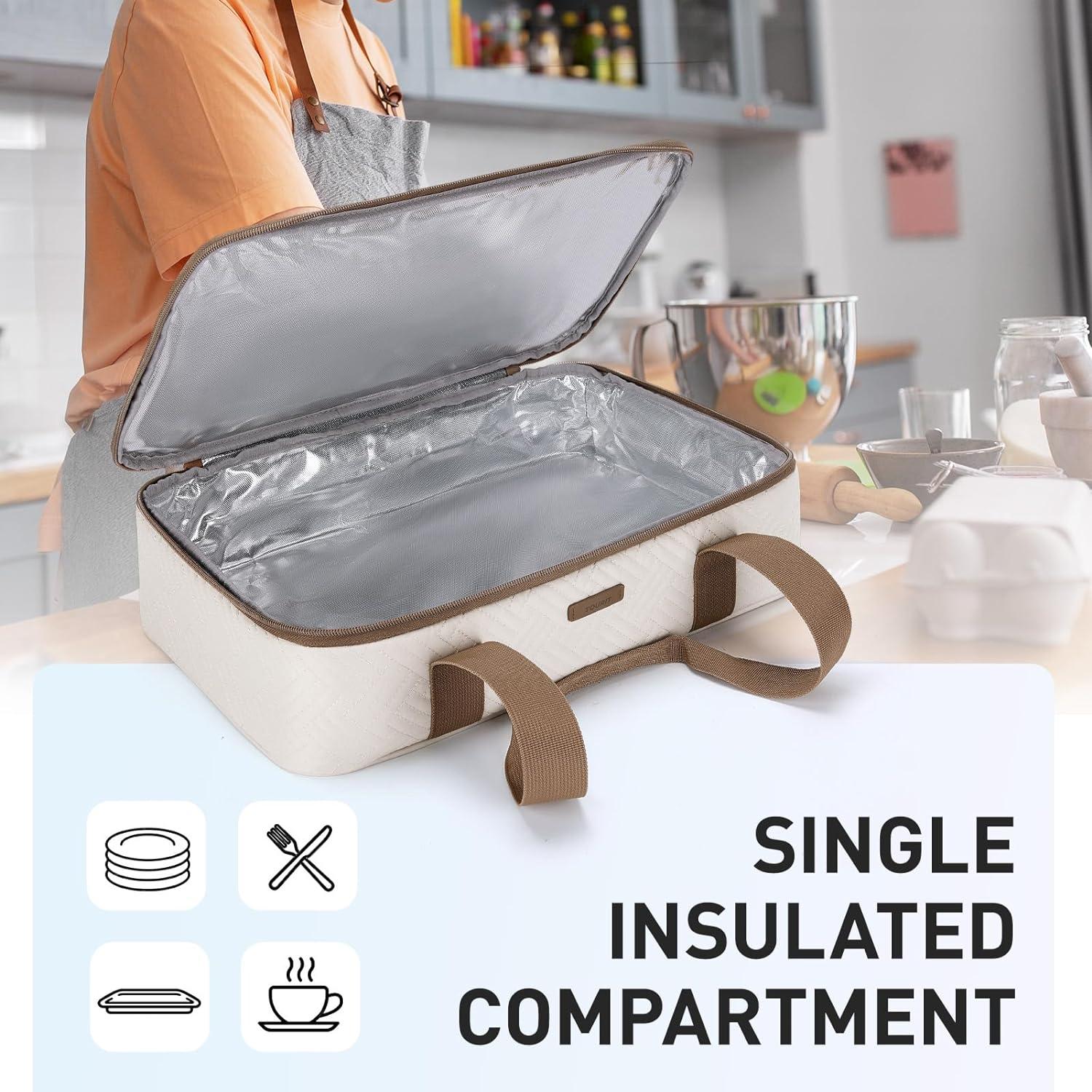 imageTOURIT Insulated Casserole Carrier for Hot or Cold Food Thermal Food Carrier for Picnic Cookouts Potluck Parties Fits 9quot x 13quot Baking Dish