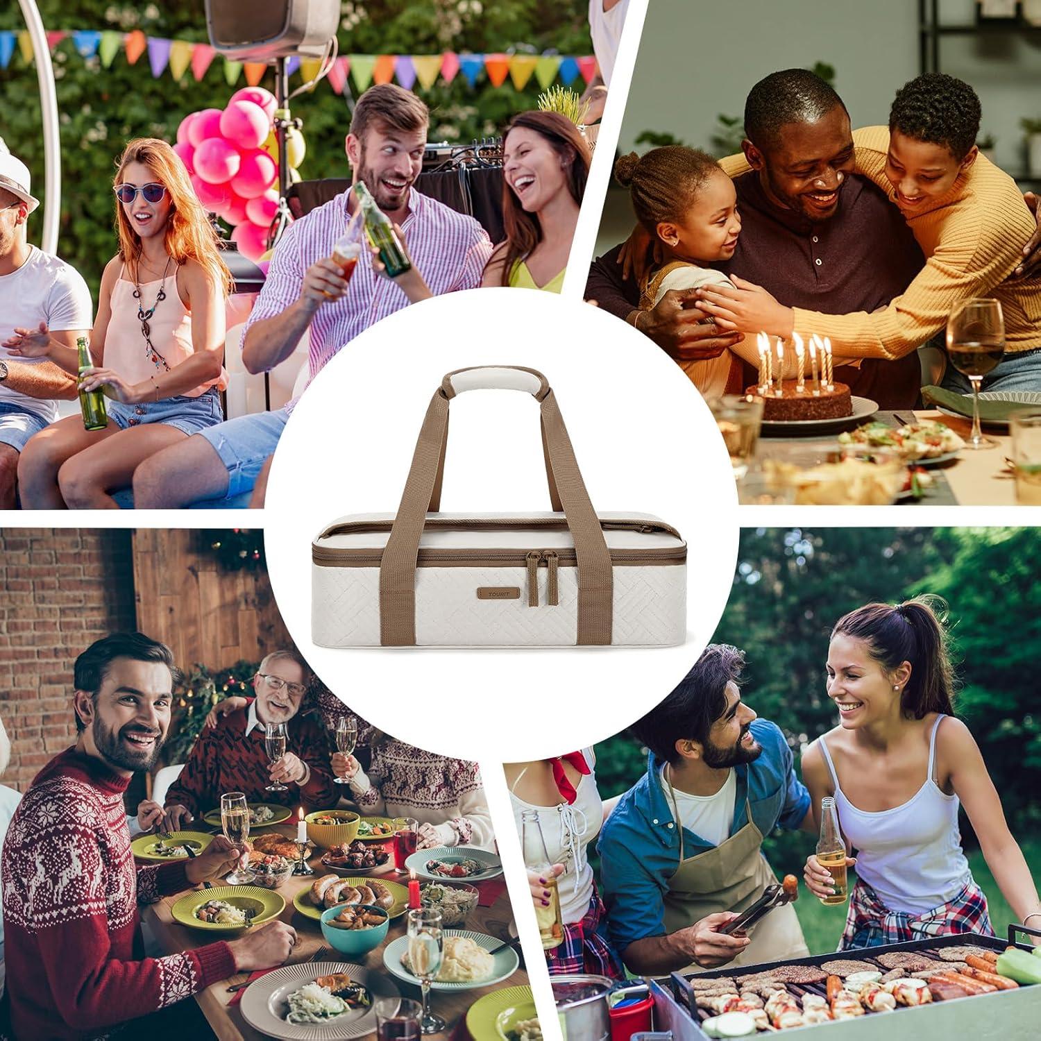 imageTOURIT Insulated Casserole Carrier for Hot or Cold Food Thermal Food Carrier for Picnic Cookouts Potluck Parties Fits 9quot x 13quot Baking Dish