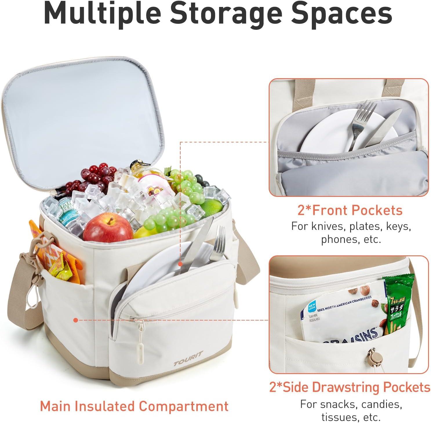 imageTOURIT Insulated Cooler Bag 20 Cans Soft Portable Leakproof Lunch Cooler Beach Travel Picnic CampingBlack
