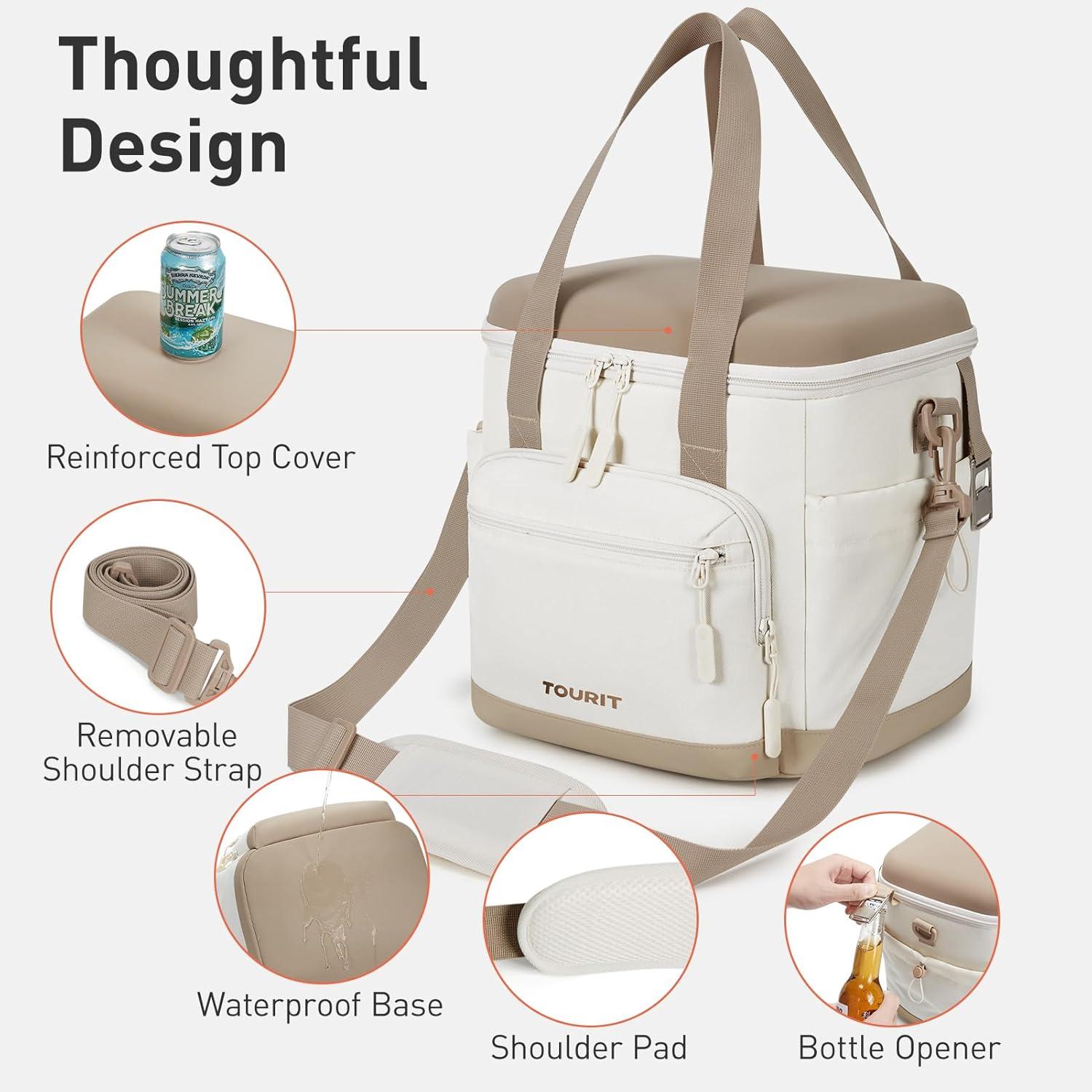 imageTOURIT Insulated Cooler Bag 20 Cans Soft Portable Leakproof Lunch Cooler Beach Travel Picnic CampingBlack