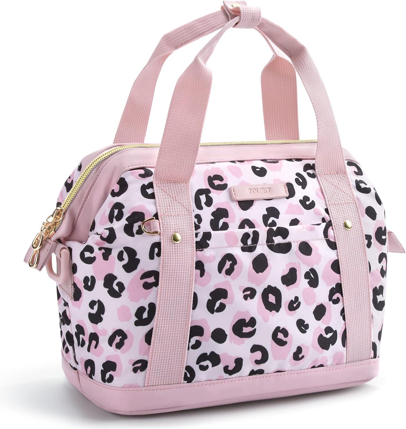 imageTOURIT Insulated Lunch Bag for Women Adults Reusable Leakproof Tote with Handle for Office Work Picnic Pink LeopardPink Leopard