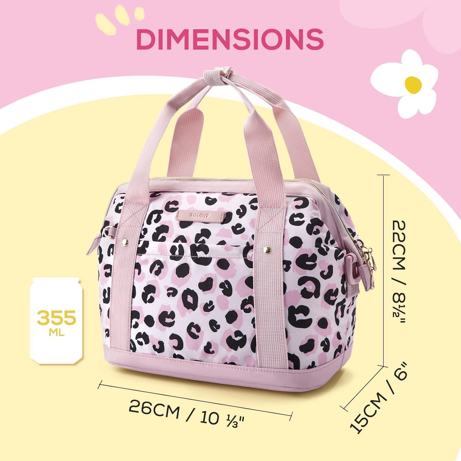 imageTOURIT Insulated Lunch Bag for Women Adults Reusable Leakproof Tote with Handle for Office Work Picnic Pink LeopardPink Leopard