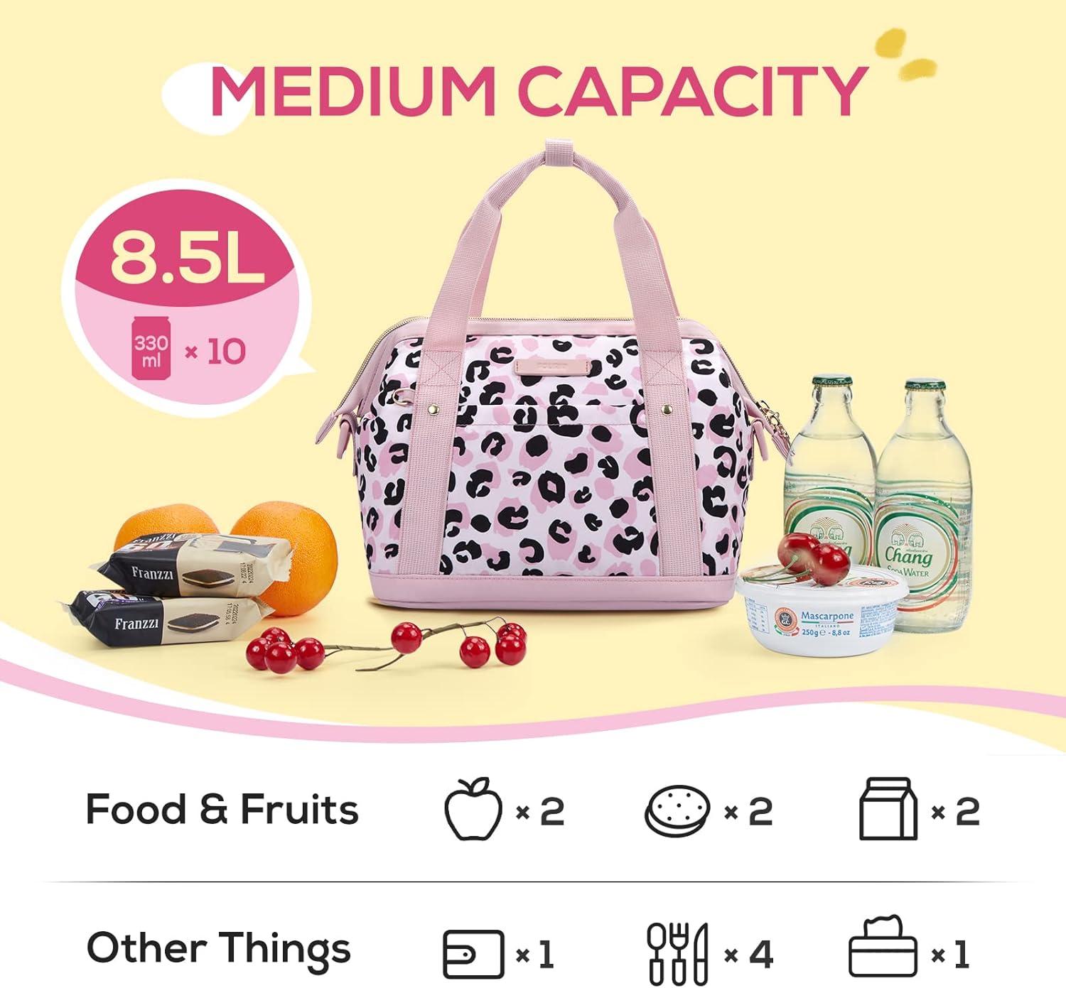 imageTOURIT Insulated Lunch Bag for Women Adults Reusable Leakproof Tote with Handle for Office Work Picnic Pink LeopardPink Leopard