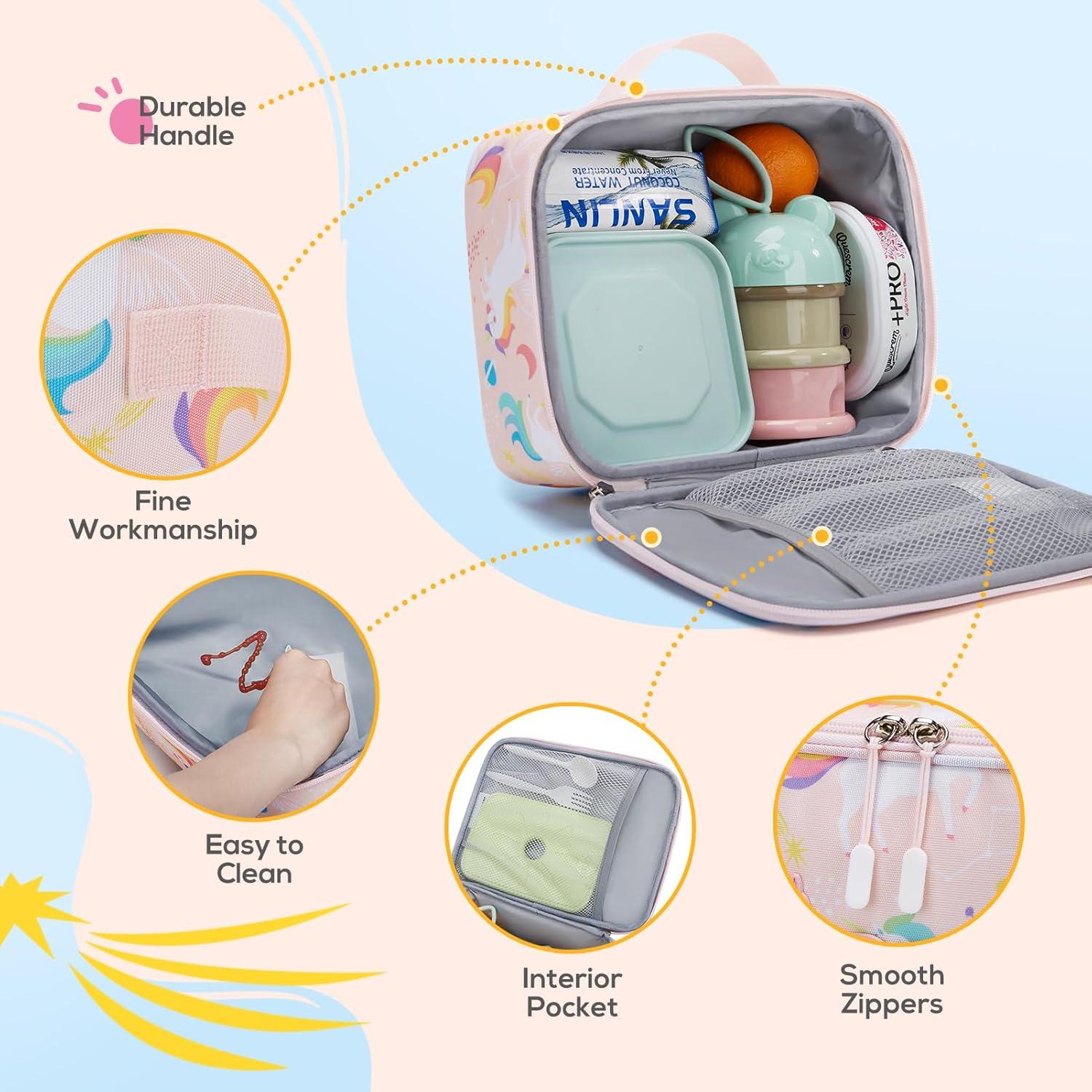 imageTOURIT Kids Lunch Box Insulated Lunch Bag for Kids with Water Bottle Holder Waterresistant Lightweight Lunch Tote Bag for Boys Girls to School PicnicsUnicorn02Unicorn