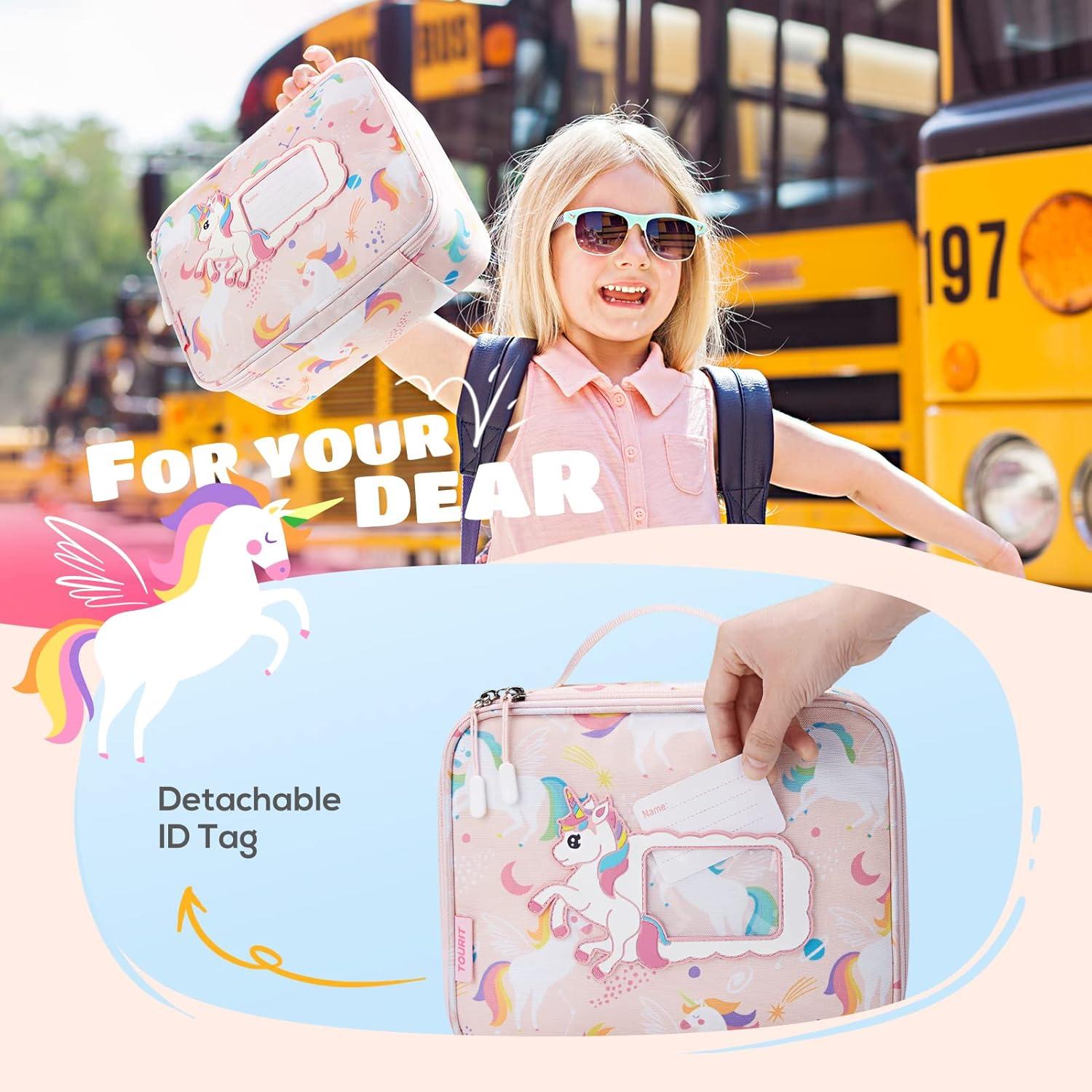 imageTOURIT Kids Lunch Box Insulated Lunch Bag for Kids with Water Bottle Holder Waterresistant Lightweight Lunch Tote Bag for Boys Girls to School PicnicsUnicorn02Unicorn