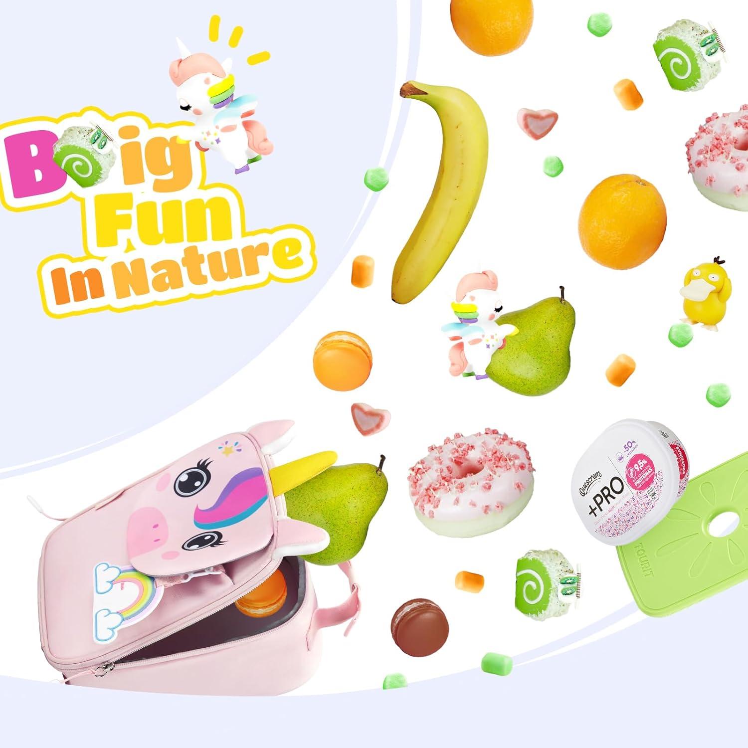 imageTOURIT Kids Lunch Box Insulated Lunch Bag for Kids with Water Bottle Holder Waterresistant Lightweight Lunch Tote Bag for Boys Girls to School PicnicsUnicornUnicorn