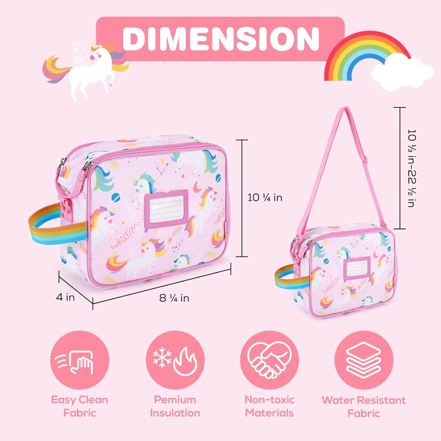 imageTOURIT Kids Lunch Box Insulated Lunch Bag for Kids with Water Bottle Holder Waterresistant Lightweight Lunch Tote Bag for Boys Girls to School PicnicsUnicorn04Unicorn