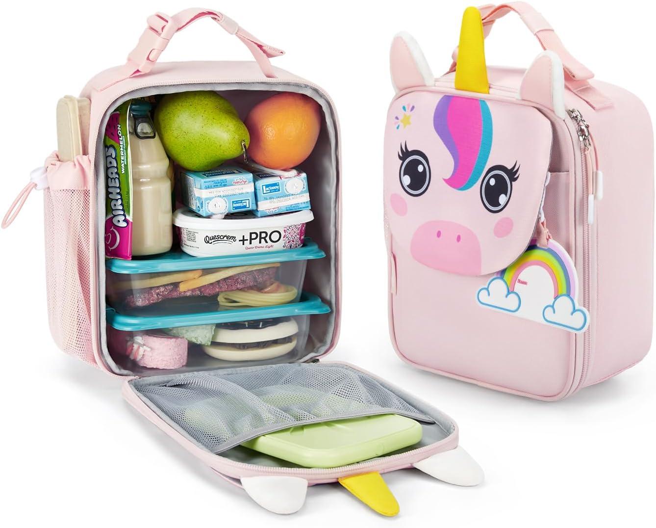 imageTOURIT Kids Lunch Box Insulated Lunch Bag for Kids with Water Bottle Holder Waterresistant Lightweight Lunch Tote Bag for Boys Girls to School PicnicsUnicornUnicorn