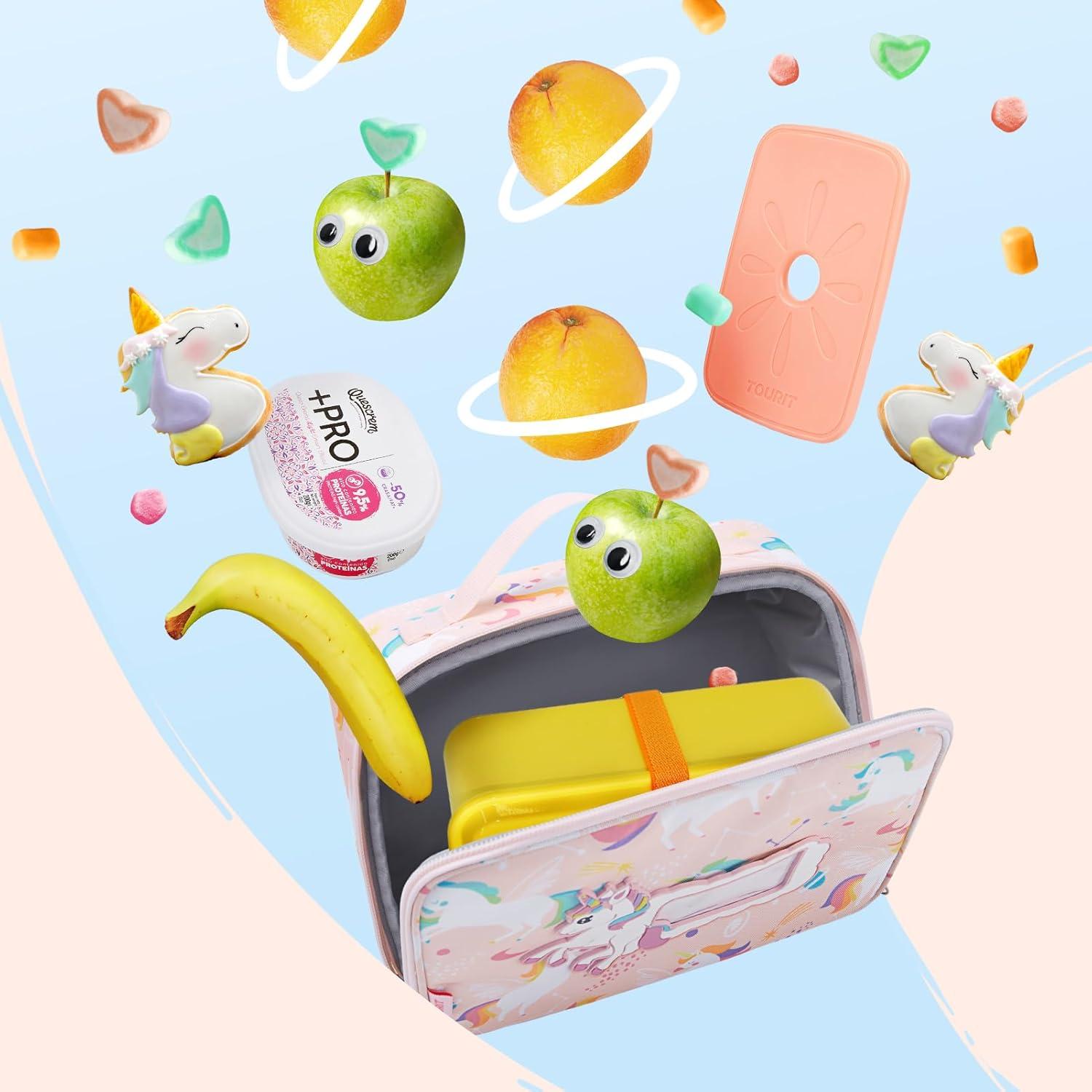 imageTOURIT Kids Lunch Box Insulated Lunch Bag for Kids with Water Bottle Holder Waterresistant Lightweight Lunch Tote Bag for Boys Girls to School PicnicsUnicorn02Unicorn