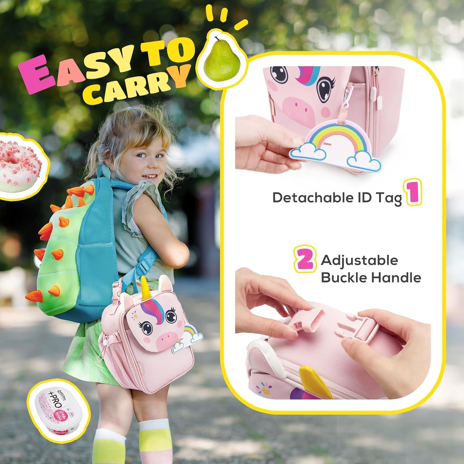 imageTOURIT Kids Lunch Box Insulated Lunch Bag for Kids with Water Bottle Holder Waterresistant Lightweight Lunch Tote Bag for Boys Girls to School PicnicsUnicornUnicorn