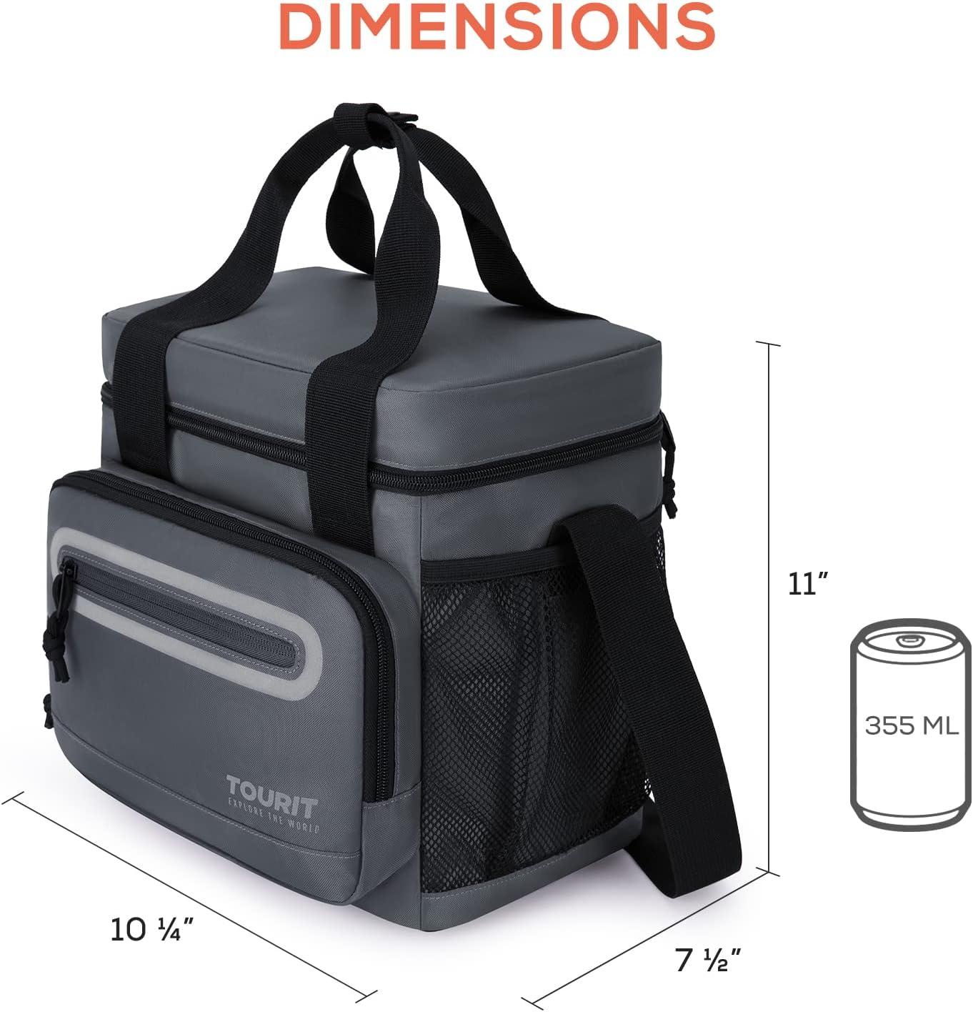 imageTOURIT Large Lunch Bag 14L Insulated Lunch Box Lunch Cooler for Men Women Work BlackADark Gray