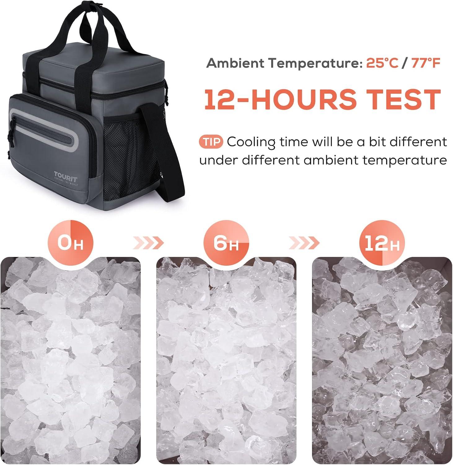 imageTOURIT Large Lunch Bag 14L Insulated Lunch Box Lunch Cooler for Men Women Work BlackADark Gray