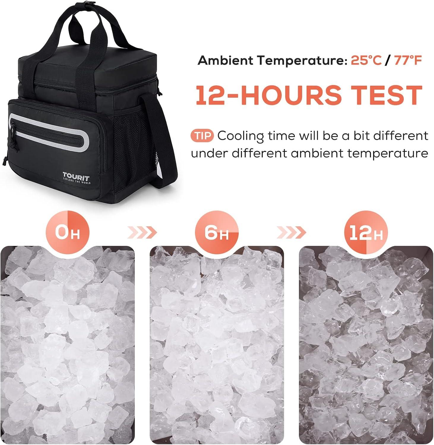 imageTOURIT Large Lunch Bag 14L Insulated Lunch Box Lunch Cooler for Men Women Work BlackBlack