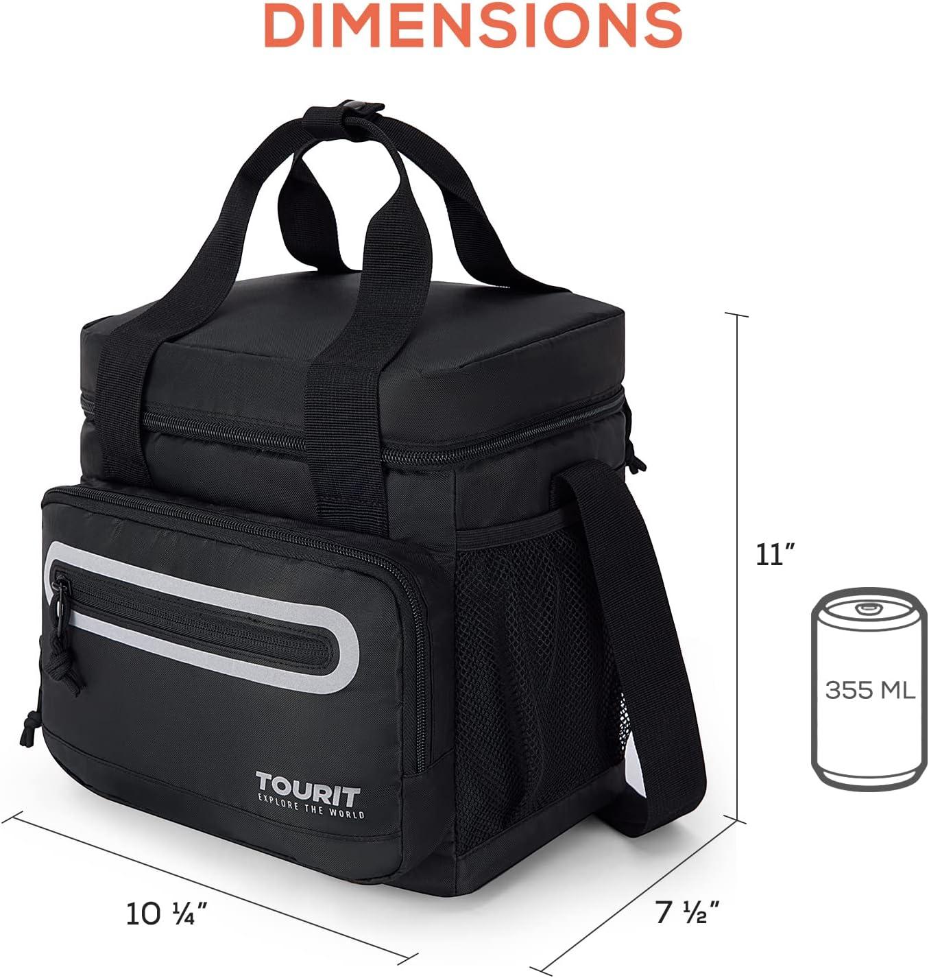 imageTOURIT Large Lunch Bag 14L Insulated Lunch Box Lunch Cooler for Men Women Work BlackBlack