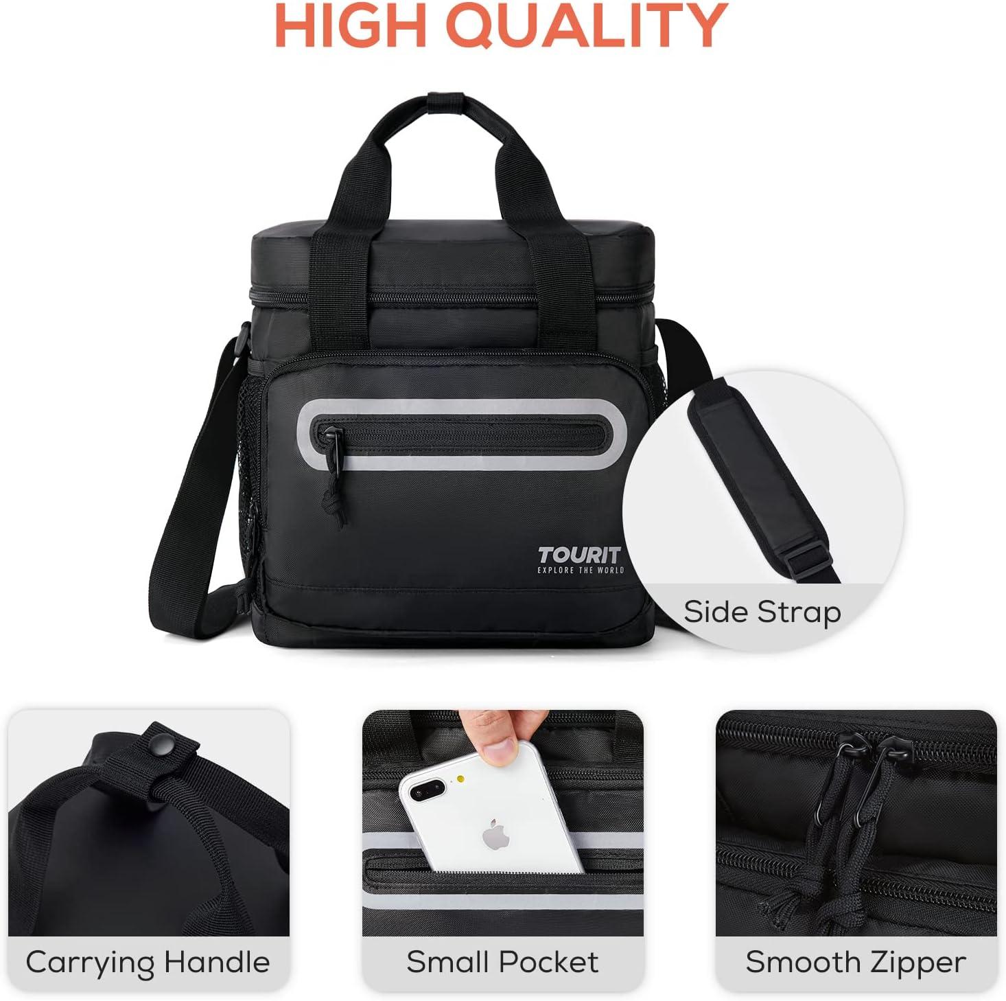 imageTOURIT Large Lunch Bag 14L Insulated Lunch Box Lunch Cooler for Men Women Work BlackBlack