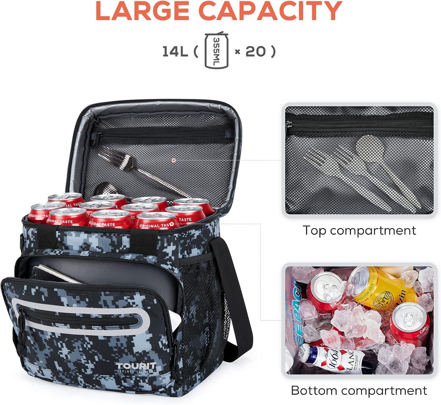 imageTOURIT Large Lunch Bag 14L Insulated Lunch Box Lunch Cooler for Men Women Work BlackCamo