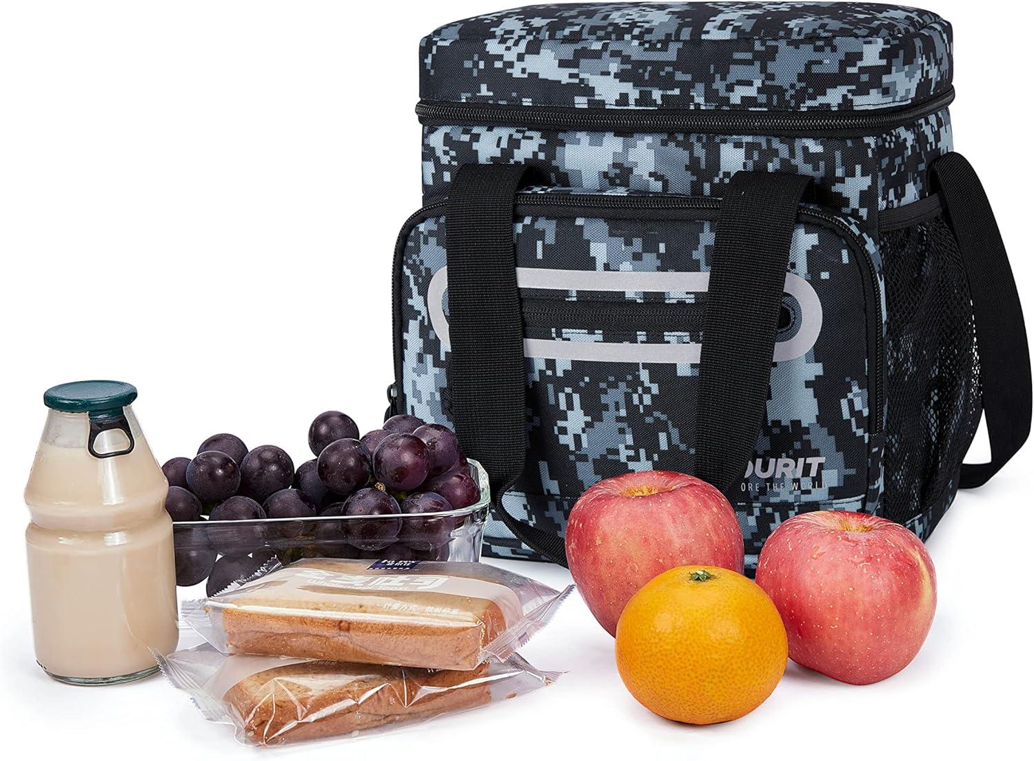 imageTOURIT Large Lunch Bag 14L Insulated Lunch Box Lunch Cooler for Men Women Work BlackCamo