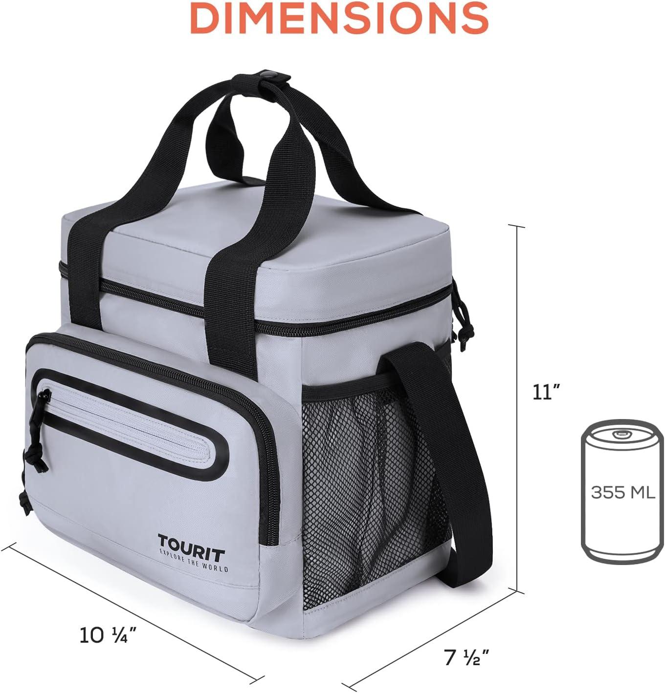 imageTOURIT Large Lunch Bag 14L Insulated Lunch Box Lunch Cooler for Men Women Work BlackGray