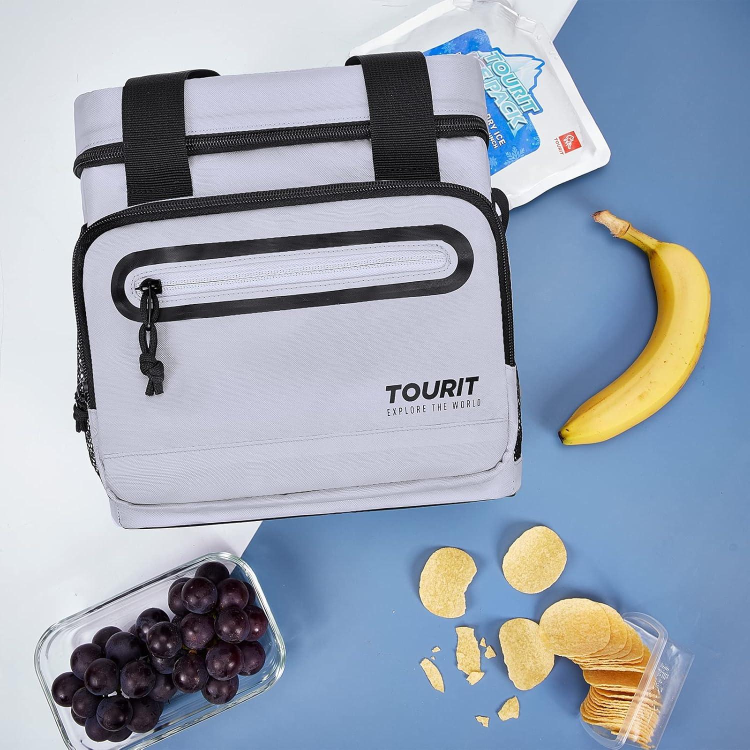 imageTOURIT Large Lunch Bag 14L Insulated Lunch Box Lunch Cooler for Men Women Work BlackGray
