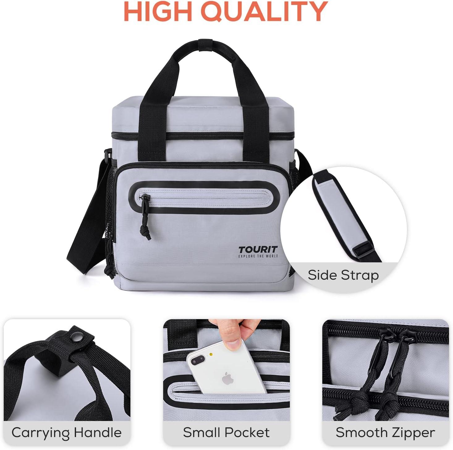 imageTOURIT Large Lunch Bag 14L Insulated Lunch Box Lunch Cooler for Men Women Work BlackGray
