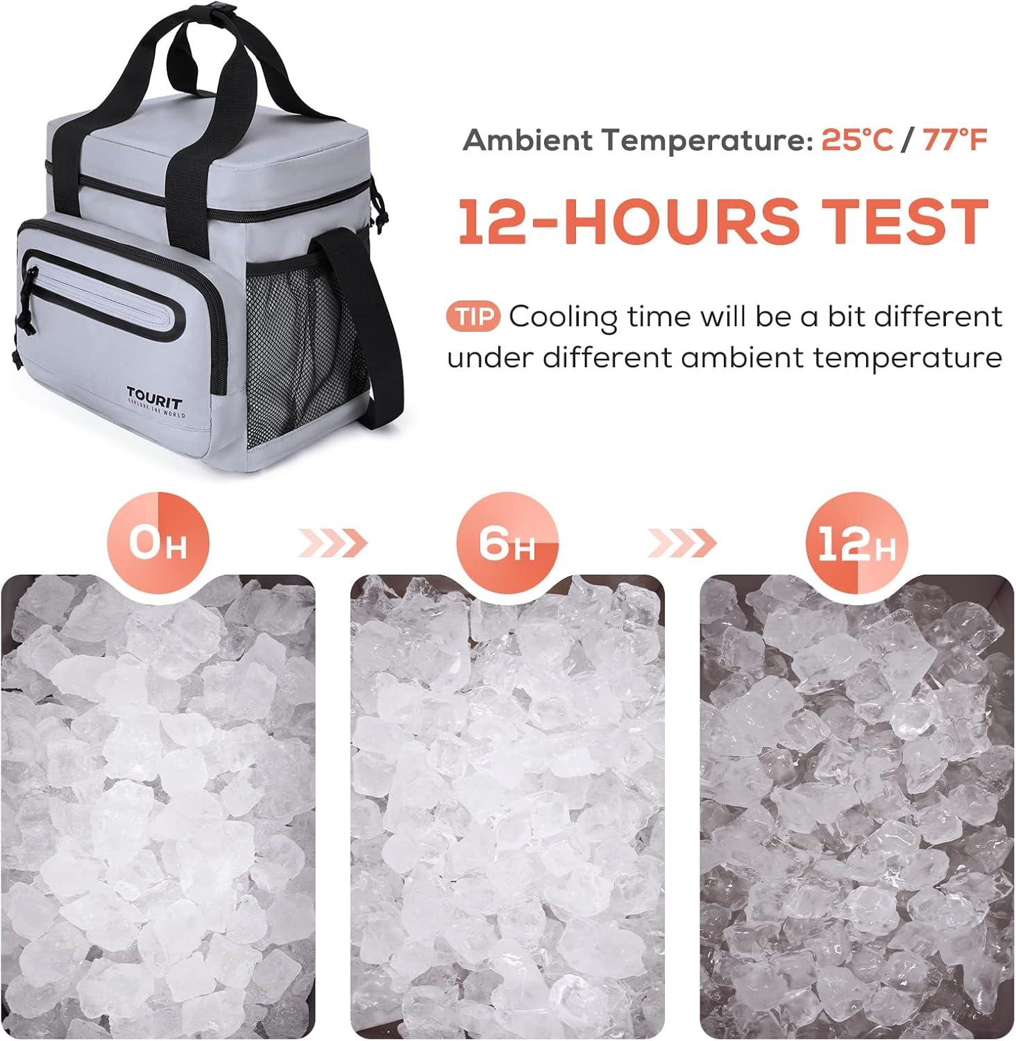 imageTOURIT Large Lunch Bag 14L Insulated Lunch Box Lunch Cooler for Men Women Work BlackGray