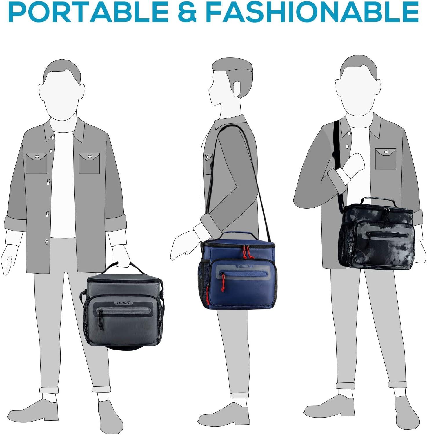imageTOURIT Large Lunch Bag 14L Insulated Lunch Box Lunch Cooler for Men Women Work BlackYBlack
