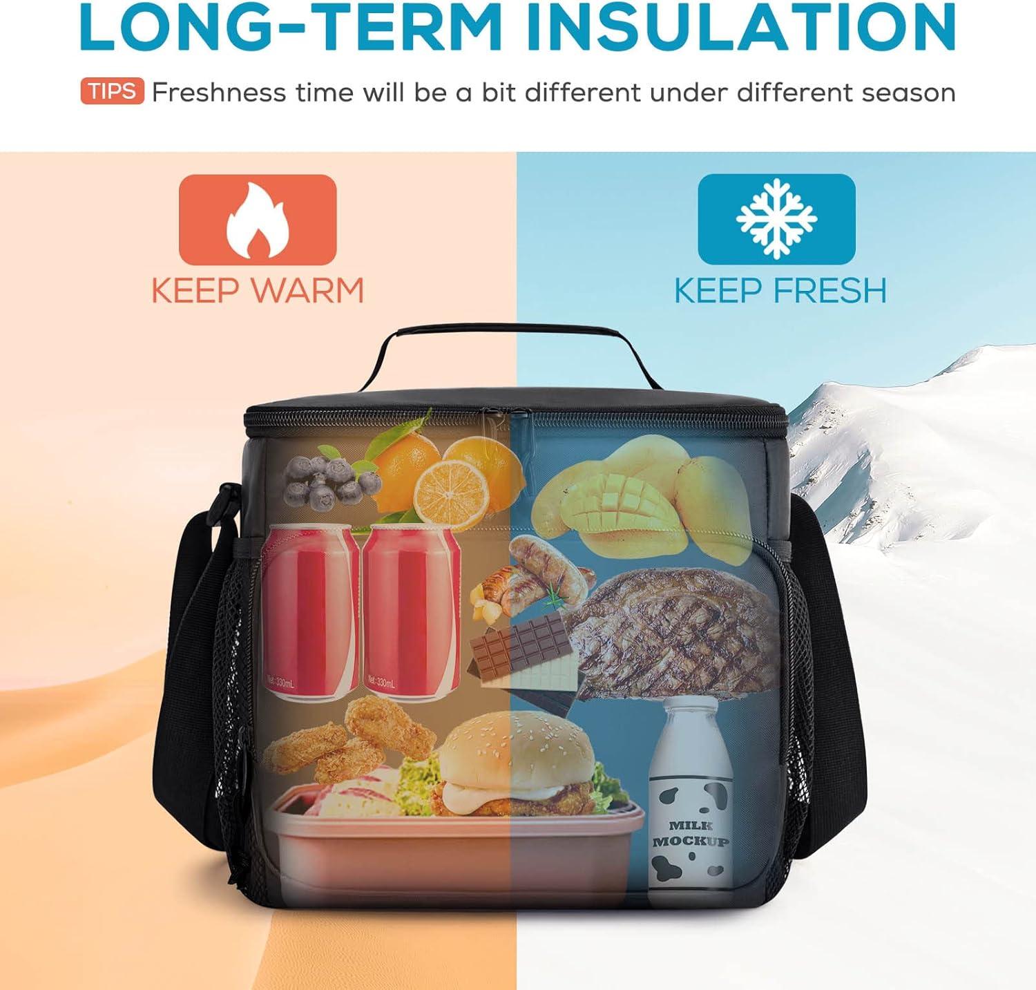 imageTOURIT Large Lunch Bag 14L Insulated Lunch Box Lunch Cooler for Men Women Work BlackYBlack