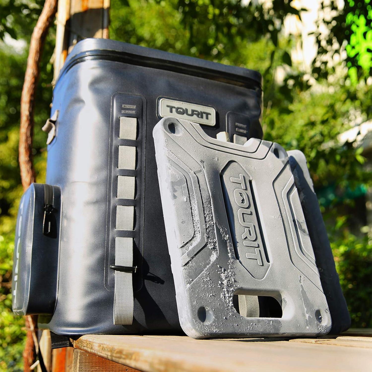 imageTOURIT Long Lasting Large Ice Pack for Coolers Reusable Ice Block for Lunch Box Refreezable Cooler Packs for Camping Beach Picnics Fishing and MoreGrey 1 Pack