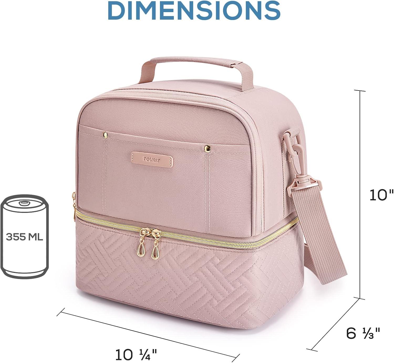 imageTOURIT Lunch Bag Women Double Deck Lunch Box Insulated Lunch Cooler for Women Men Work Pink01Pink