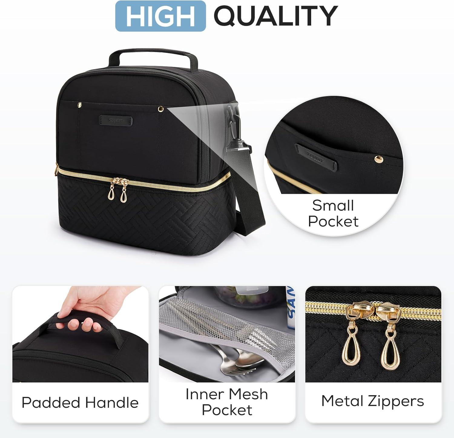 imageTOURIT Lunch Bag Women Double Deck Lunch Box Insulated Lunch Cooler for Women Men Work PinkCamel