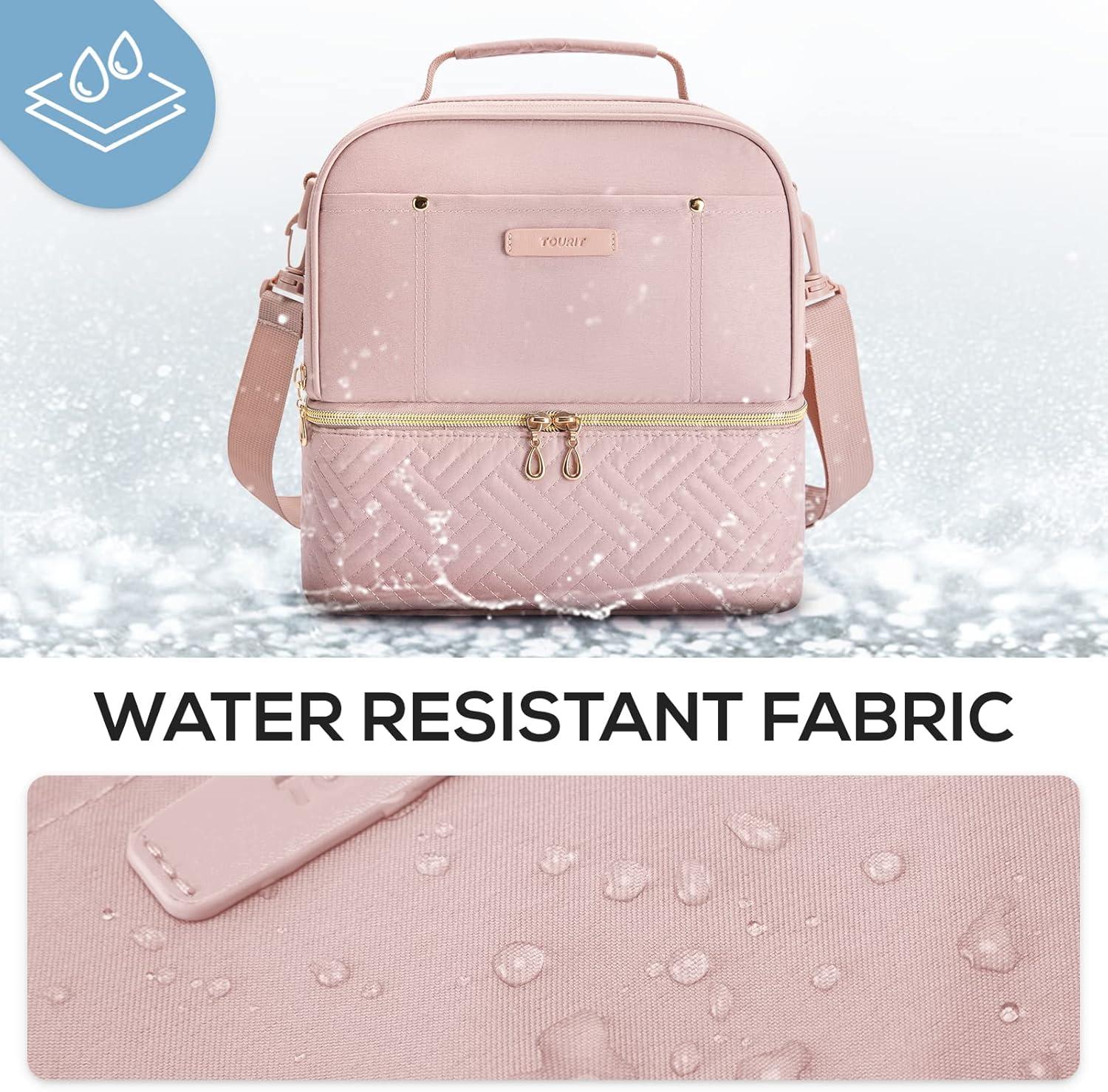 imageTOURIT Lunch Bag Women Double Deck Lunch Box Insulated Lunch Cooler for Women Men Work PinkCamel