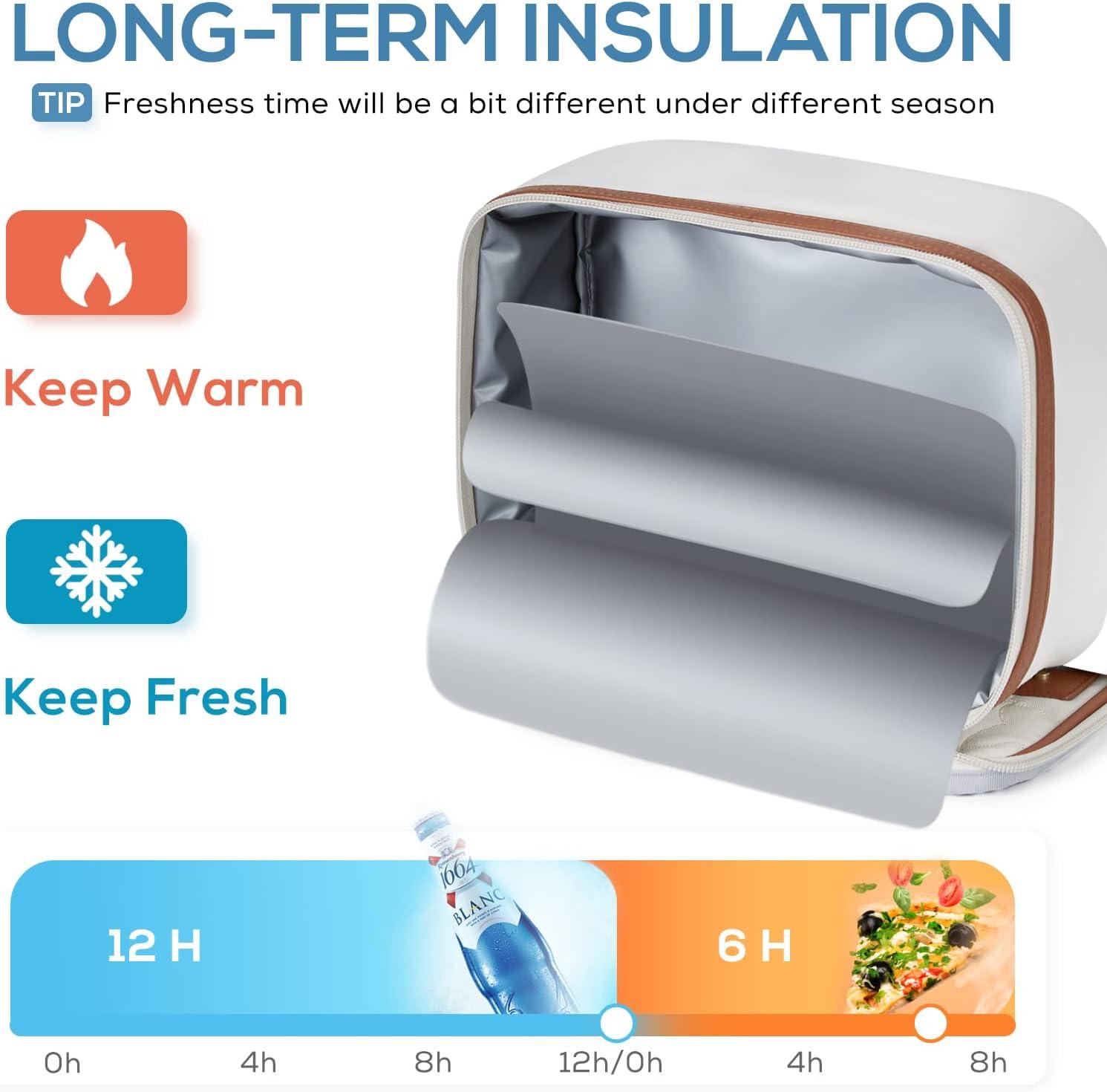 imageTOURIT Lunch Bag Women Insulated Portable Food Containers Small Lunch Box for Office Work PicnicBrownBeige