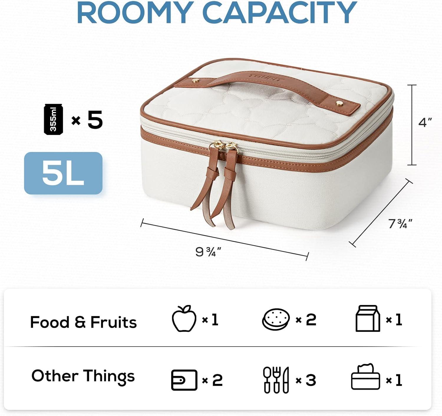imageTOURIT Lunch Bag Women Insulated Portable Food Containers Small Lunch Box for Office Work PicnicBrownBeige