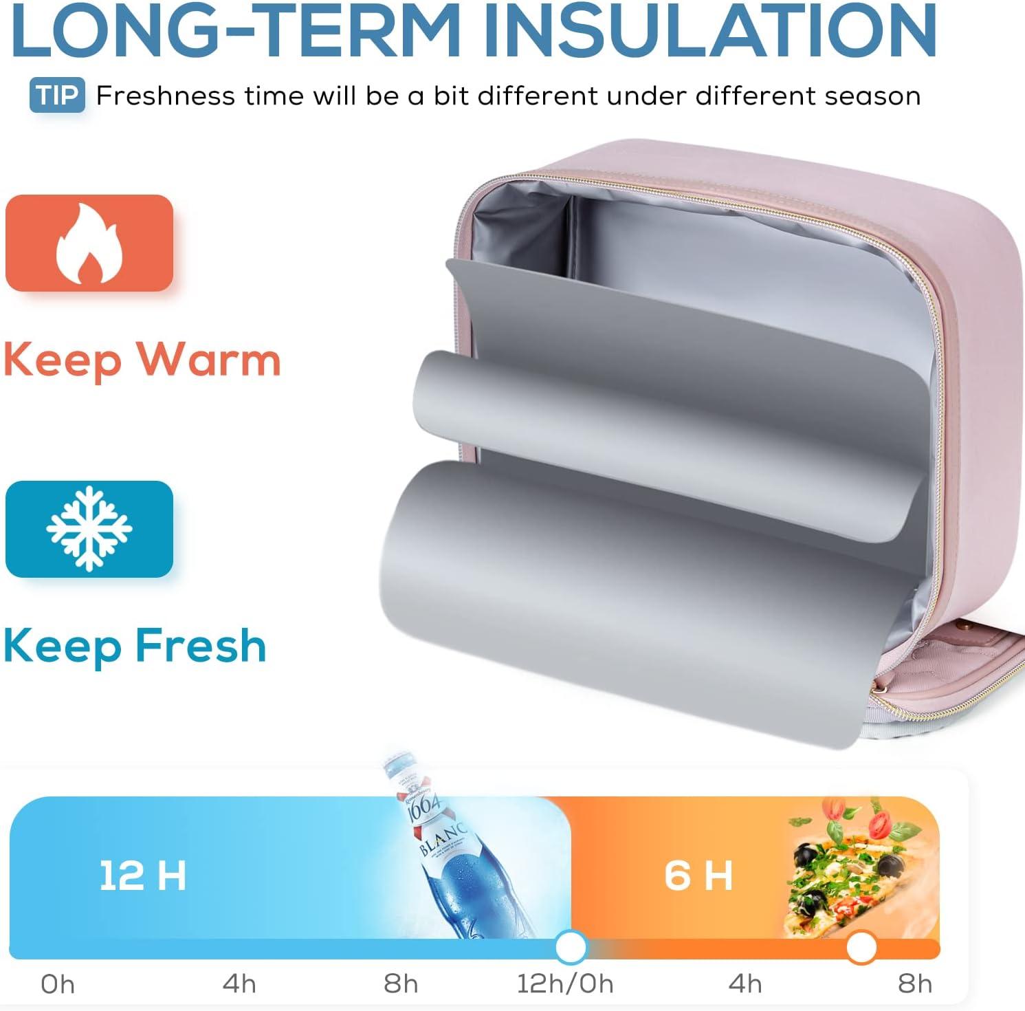 imageTOURIT Lunch Bag Women Insulated Portable Food Containers Small Lunch Box for Office Work PicnicPink