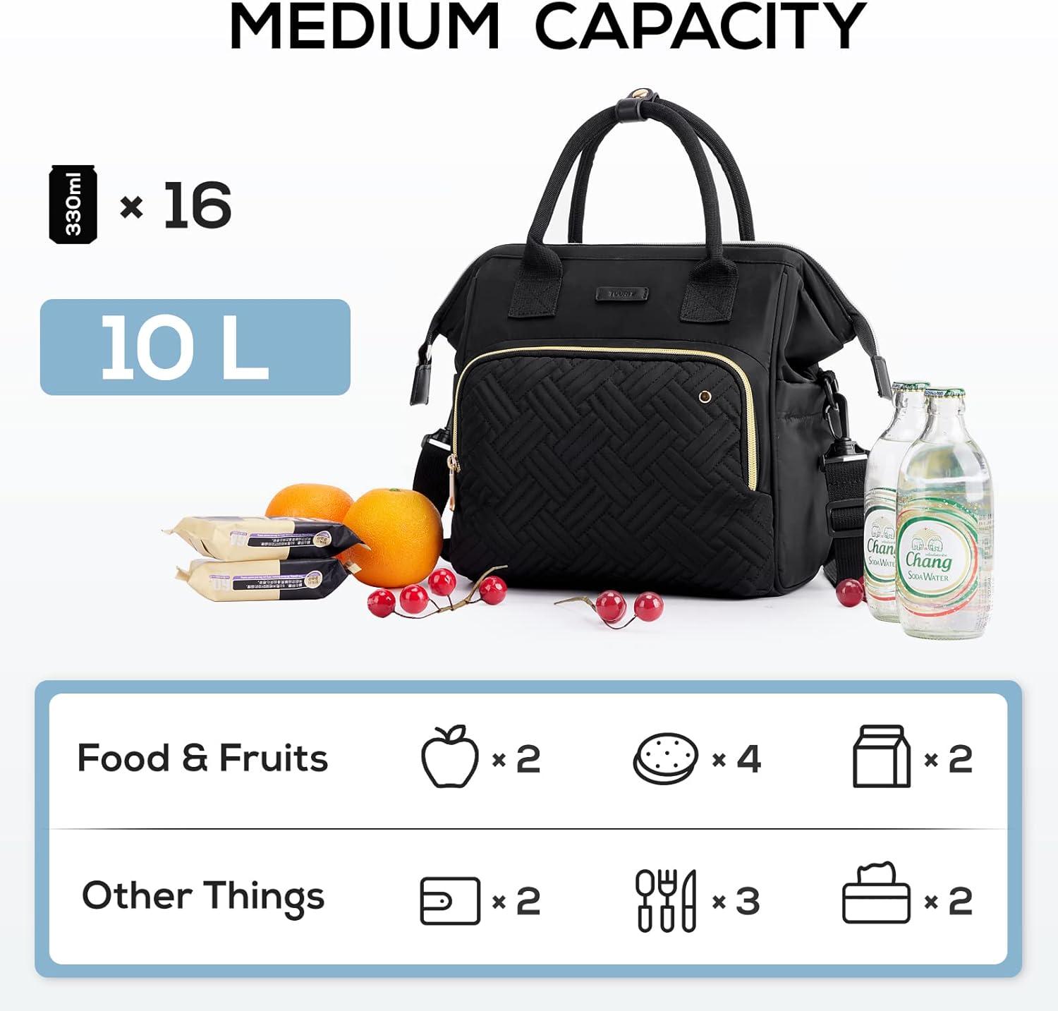 imageTOURIT Lunch Bag Women Large Insulated Lunch Box Portable Cooler Tote for Women Men Work Picnic BlackBlack