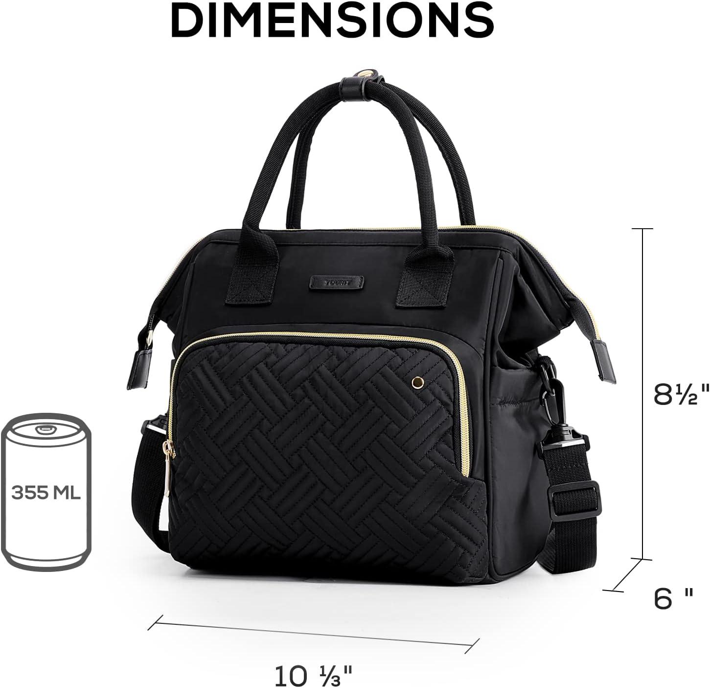 imageTOURIT Lunch Bag Women Large Insulated Lunch Box Portable Cooler Tote for Women Men Work Picnic BlackBlack