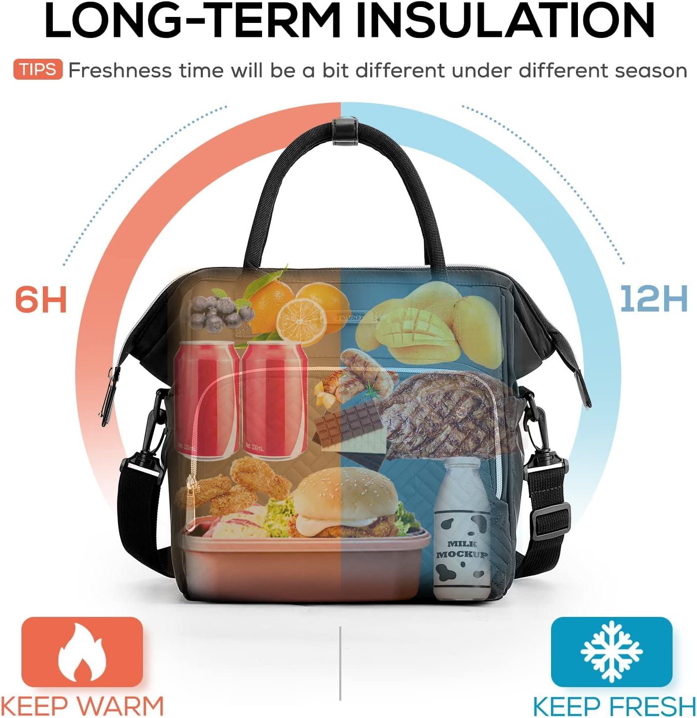 imageTOURIT Lunch Bag Women Large Insulated Lunch Box Portable Cooler Tote for Women Men Work Picnic BlackBlack
