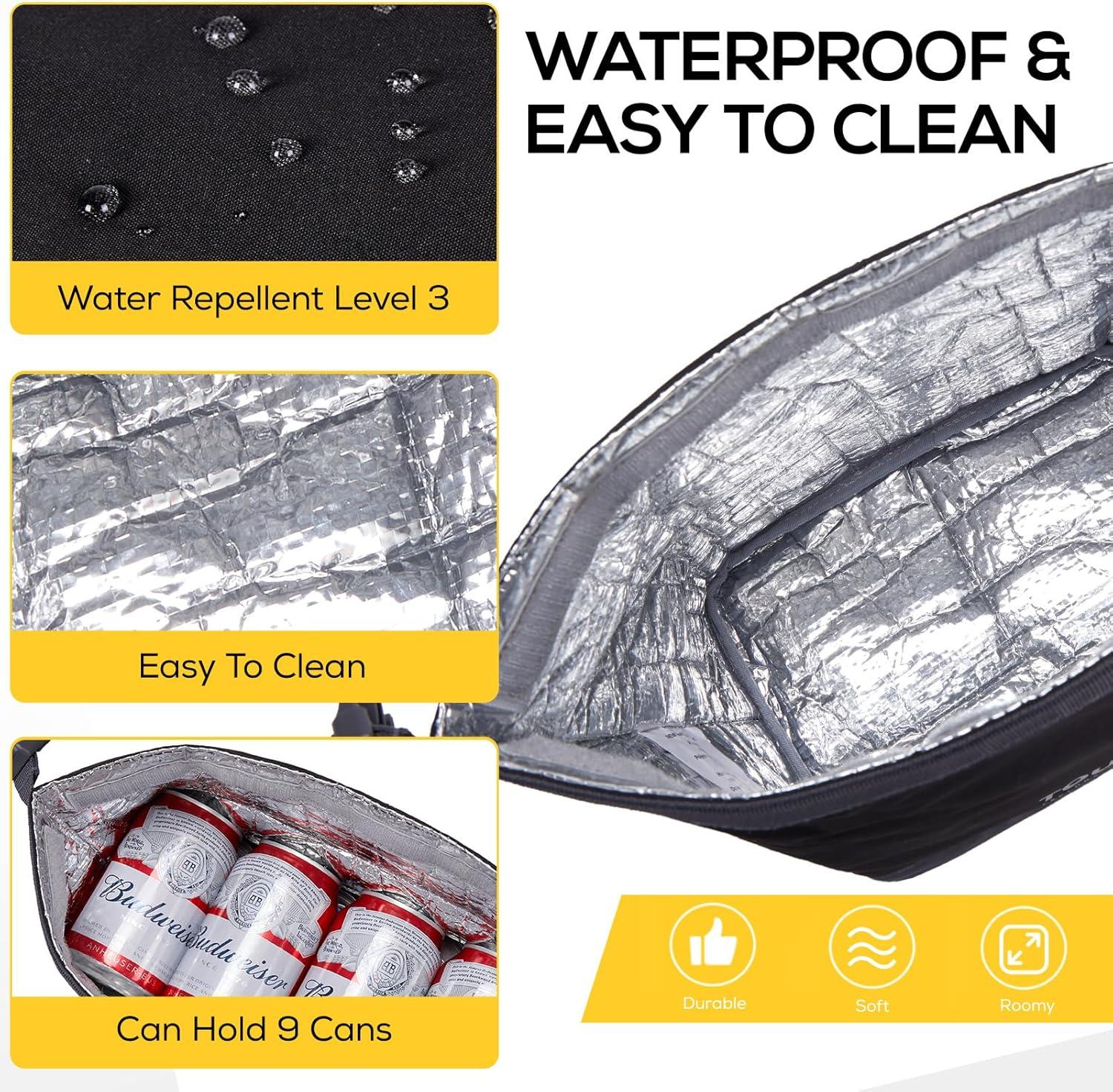 imageTOURIT Lunch Bag with Buckle Durable WideOpen Foldable Lunch Tote Insulated Lunch Bag for Women Men Work Outdoor Lunches BlackBlack