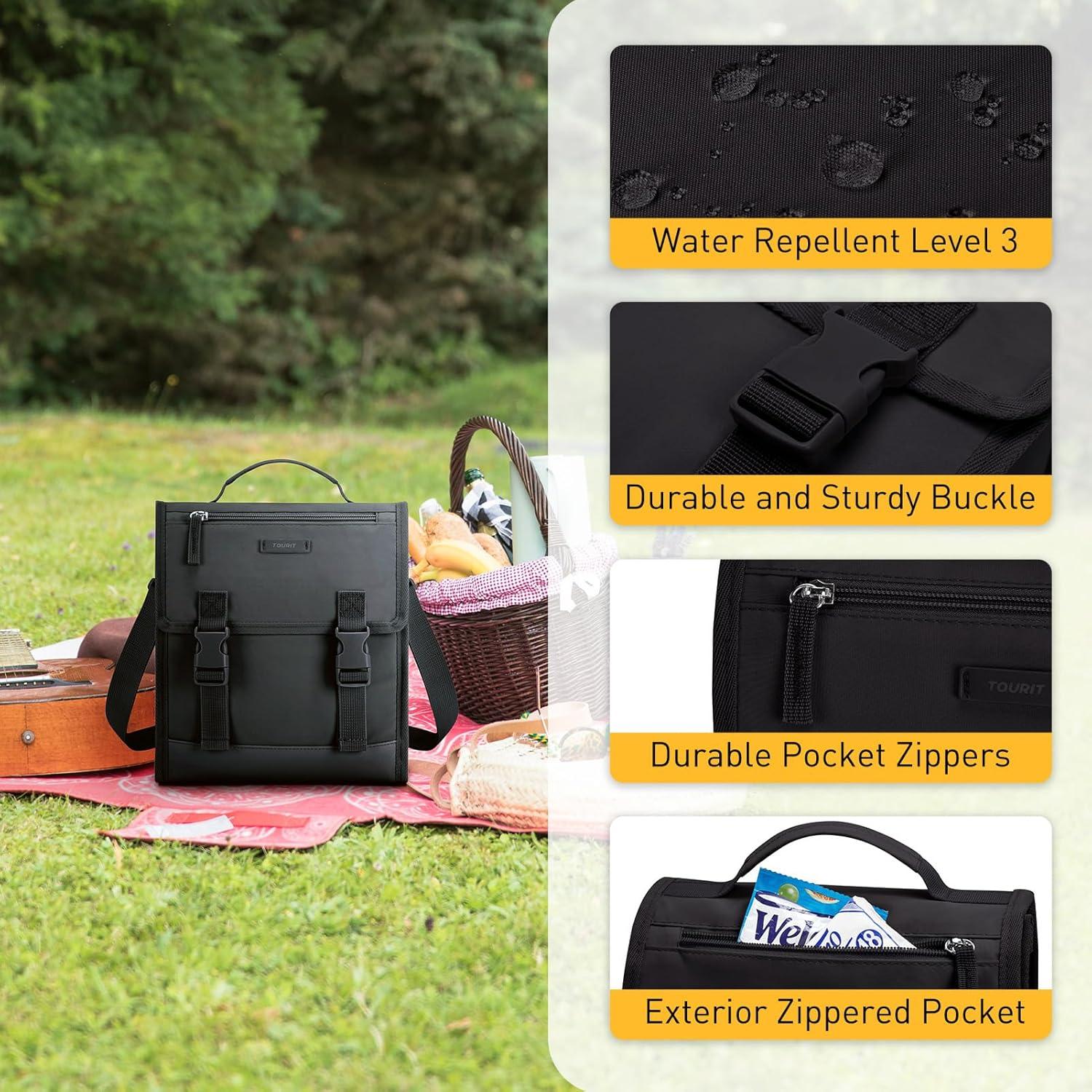 imageTOURIT Lunch Bag with Buckle Lunch Box Insulated Food Carrier for Women Men Work Outdoor Pink01Black