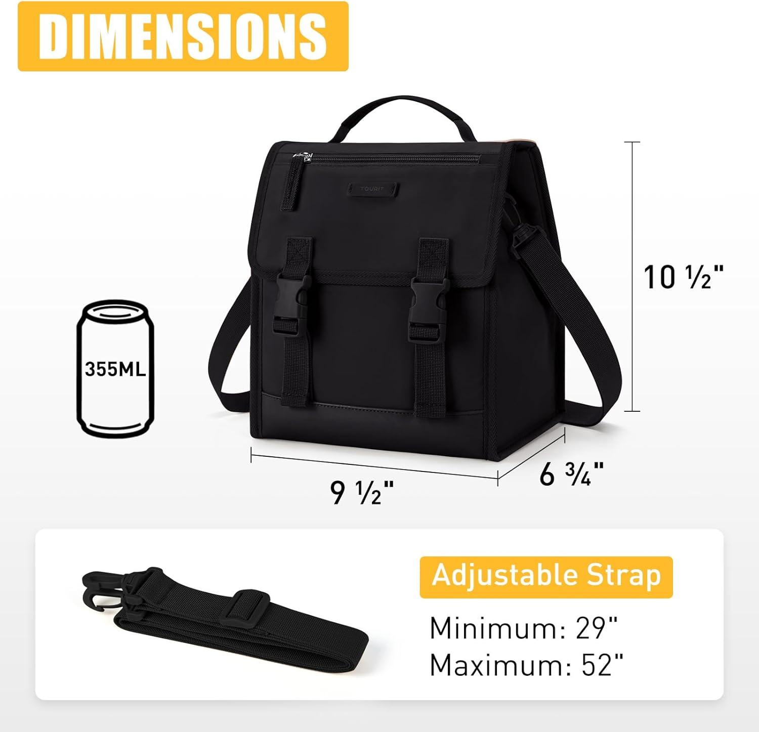 imageTOURIT Lunch Bag with Buckle Lunch Box Insulated Food Carrier for Women Men Work Outdoor Pink01Black